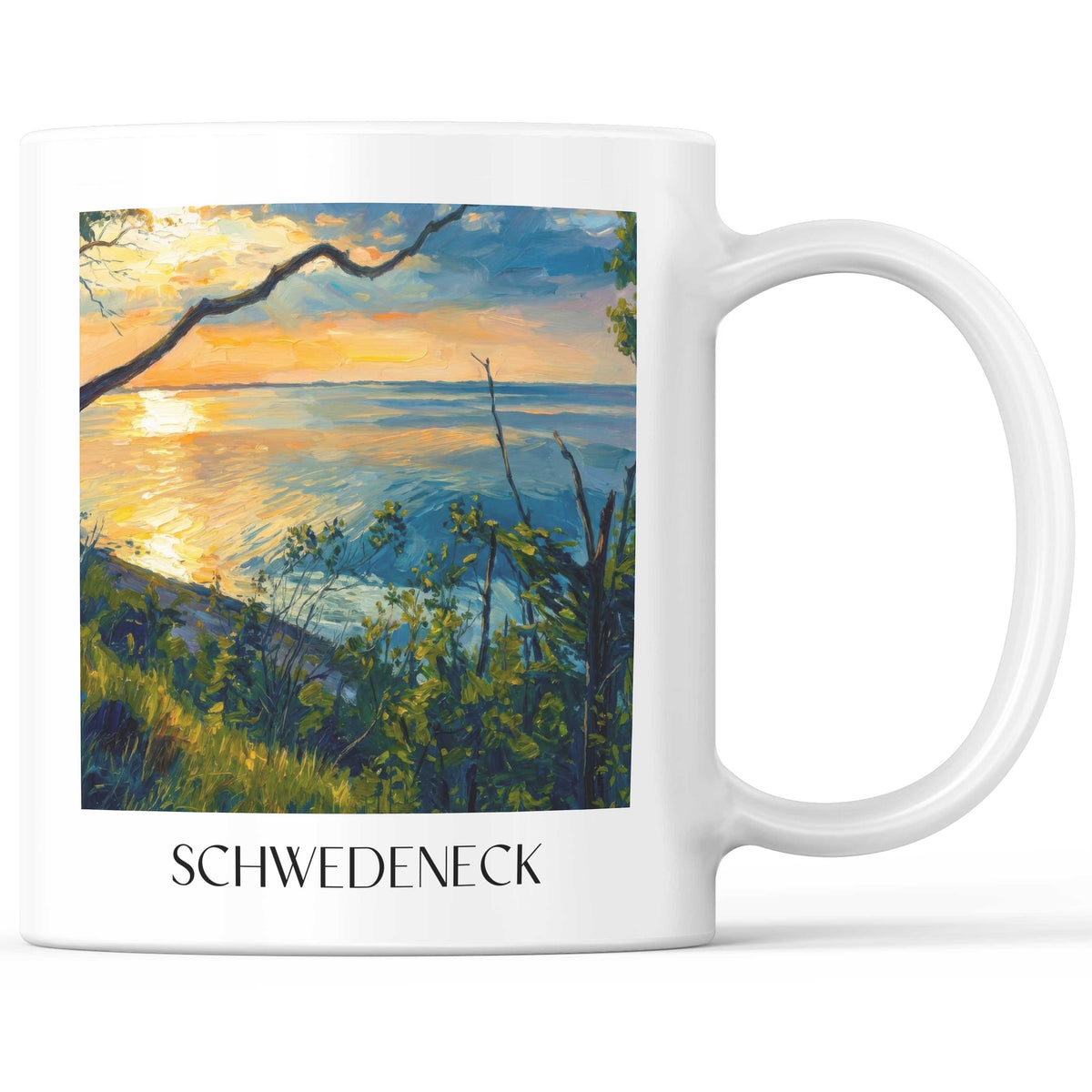 Schwedeneck Kaffeebecher - Schleswig-Holstein - Deutschland Becher - Kaffeetasse im Ölgemälde Stil - favplace