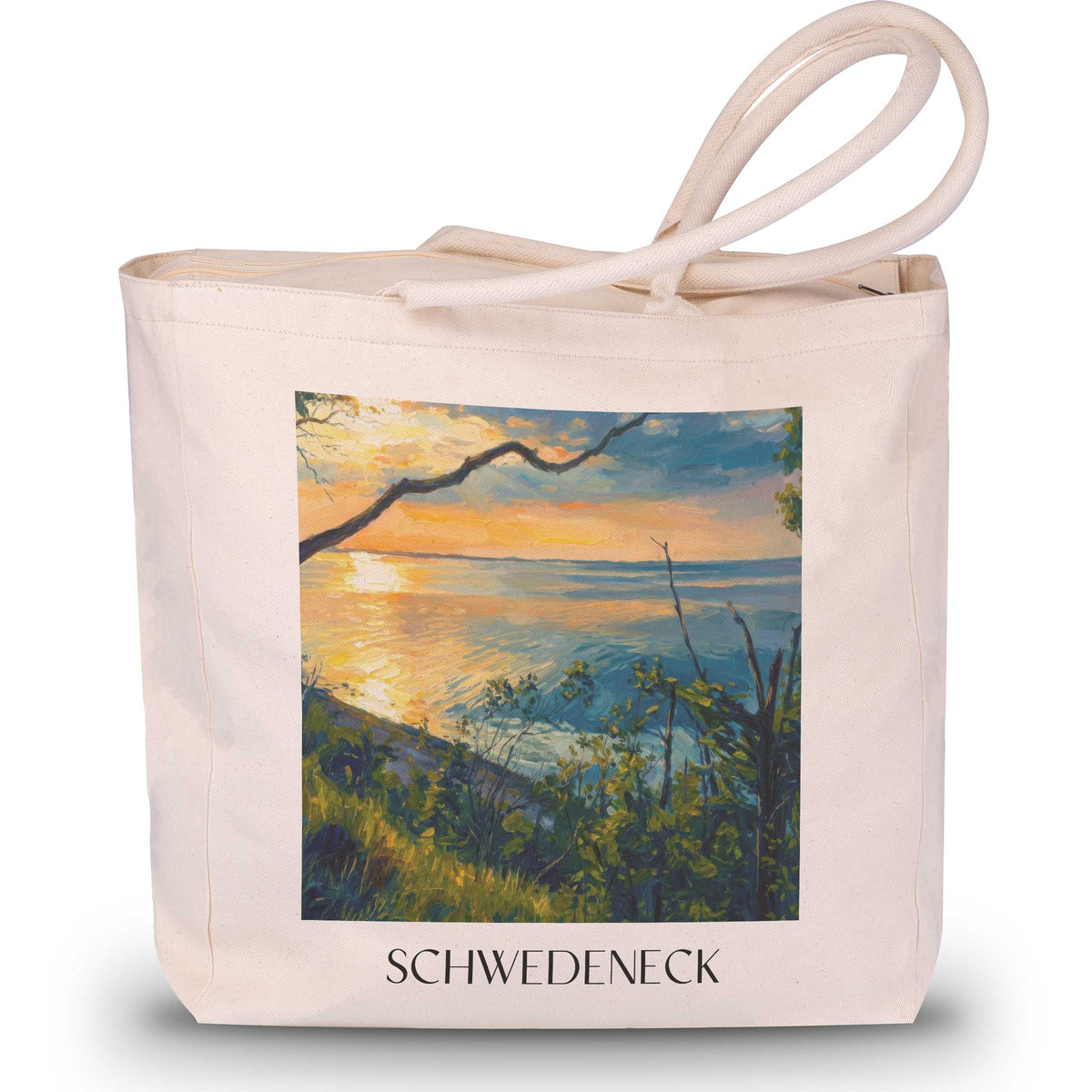 Schwedeneck Shopping Tasche - Schleswig-Holstein - Deutschland Tote Bag - Einkaufstasche im Ölgemälde Stil - favplace