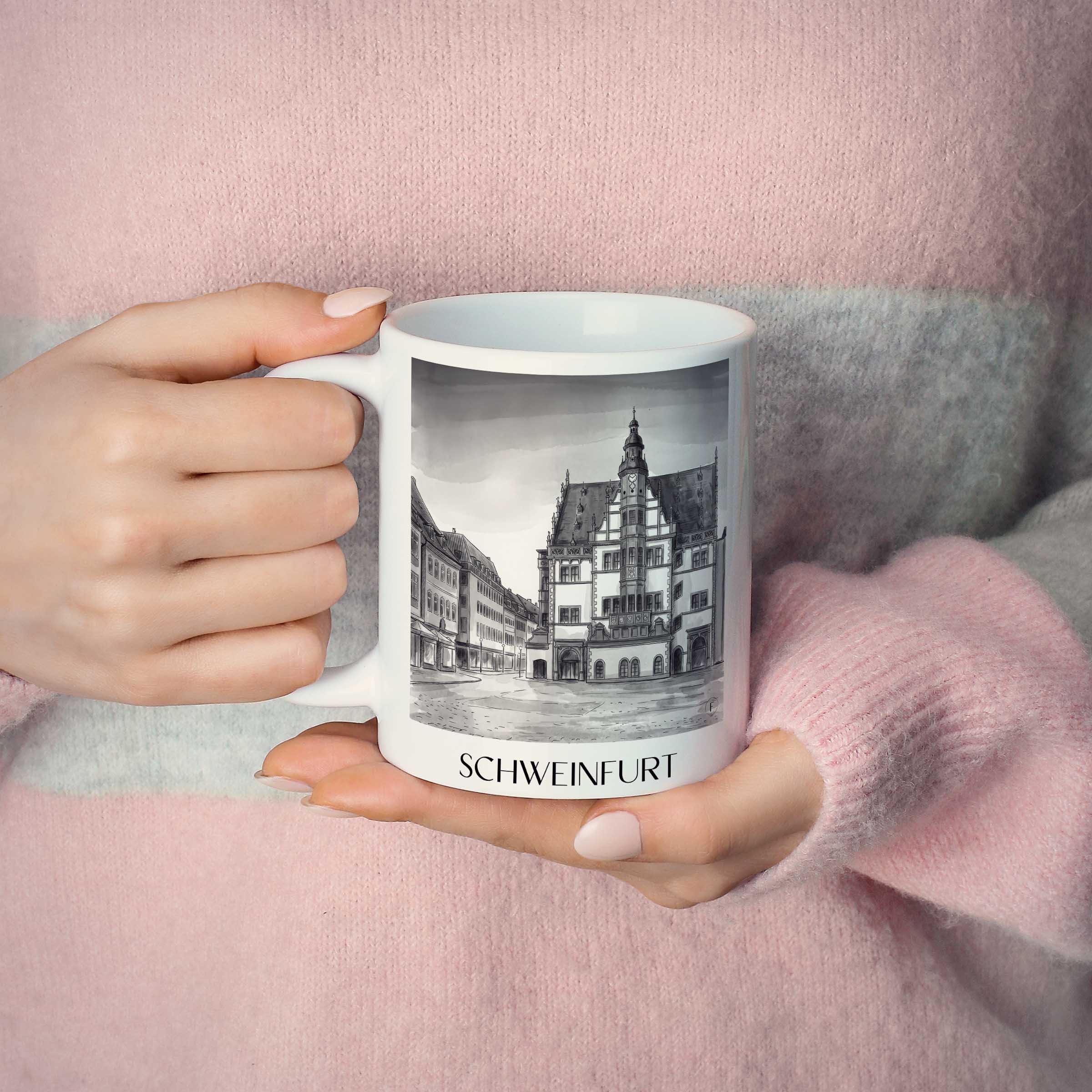 schweinfurt-deutschland-kaffeebecher-aquarell-schwarz-weiss