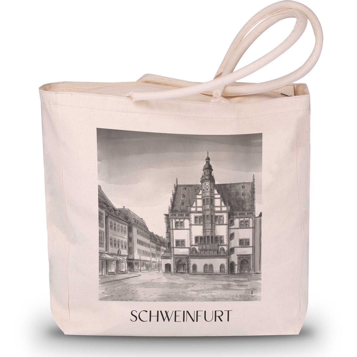 Schweinfurt - Deutschland Tote Bag - Einkaufstasche im Aquarell Schwarz-Weiß Stil - favplace