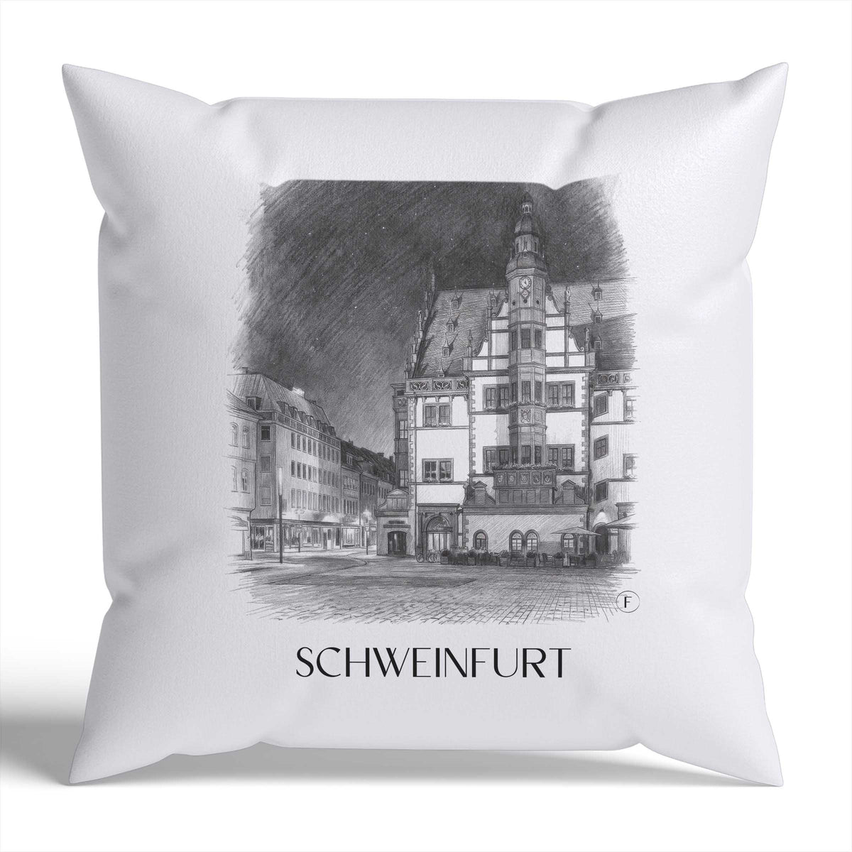 Schweinfurt Kissenhülle - Zierkissen Bezug - Deutschland - Deutschland Kissen bzw. Kissenbezug im Zeichnung Stil - favplace
