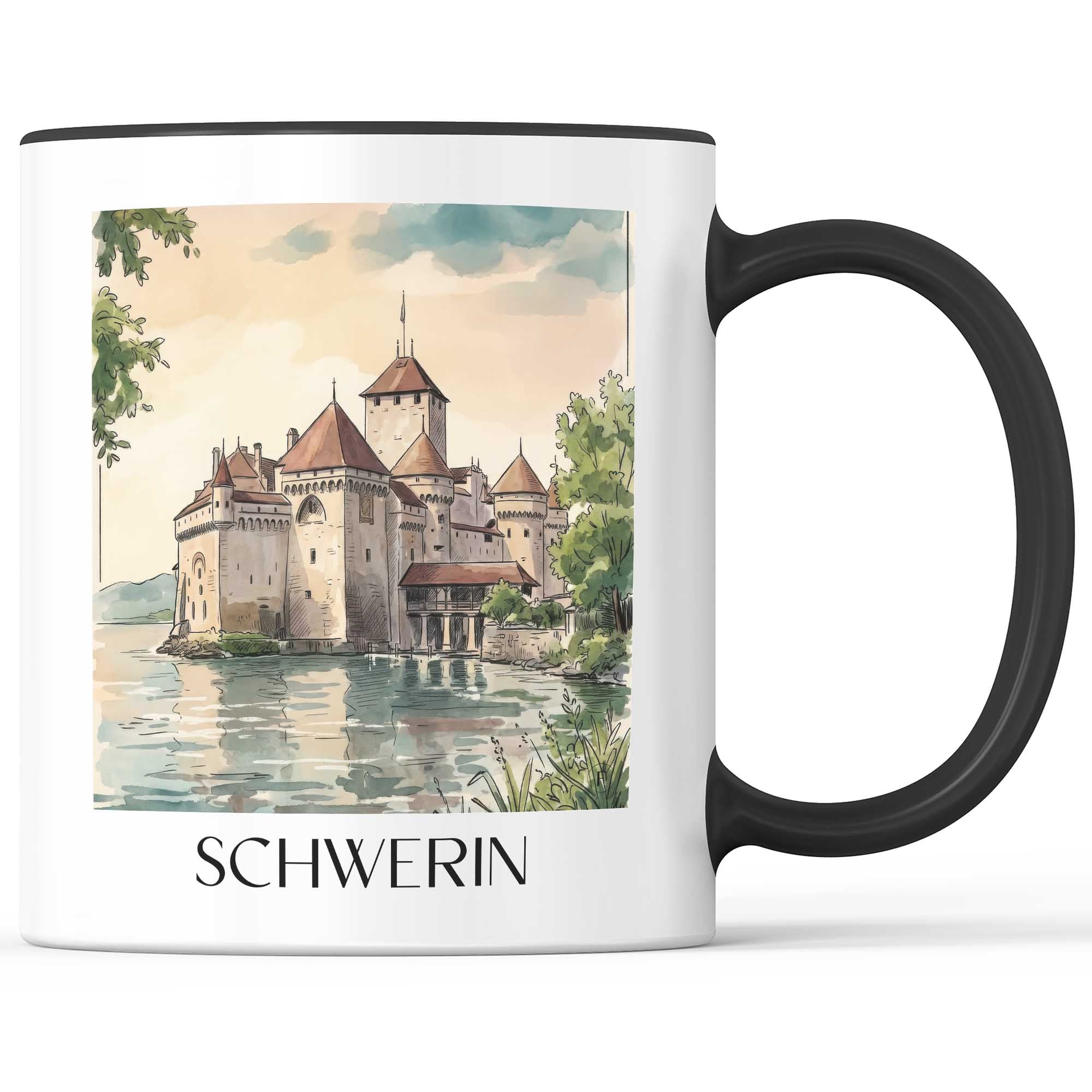 schwerin-mecklenburg-deutschland-kaffeebecher-aquarell