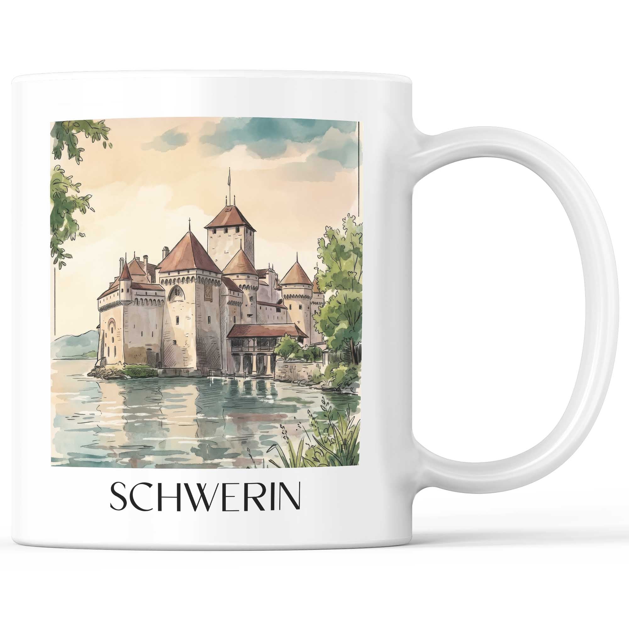 Schwerin Kaffeebecher - Mecklenburg - Deutschland Becher - Kaffeetasse im Aquarell Stil - favplace