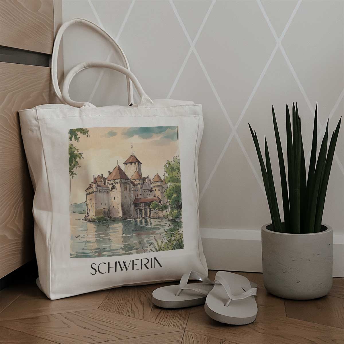 schwerin-mecklenburg-deutschland-einkaufstasche-aquarell