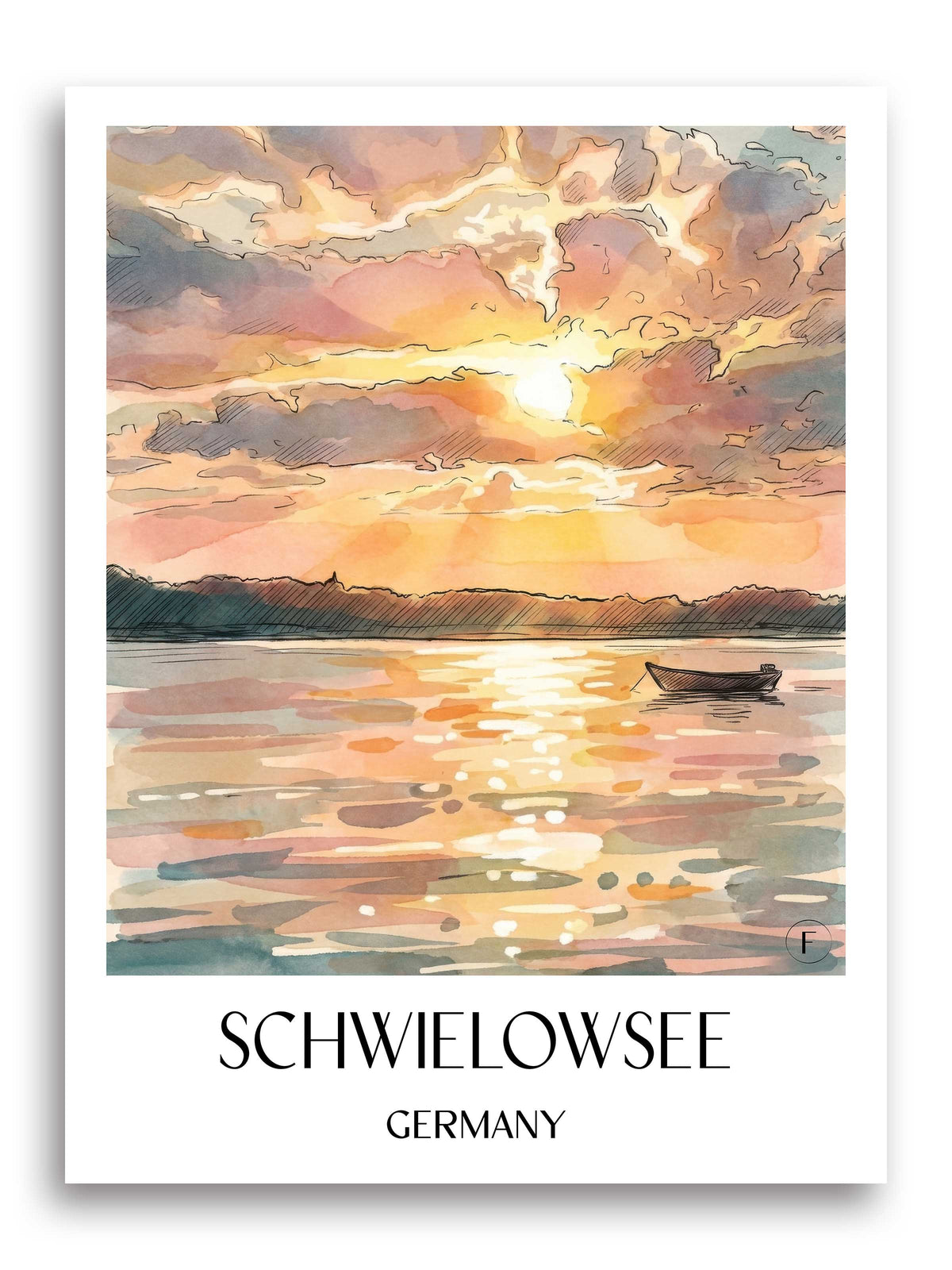 Schwielowsee Poster - Havelland - Deutschland Kunstdruck - Aquarell von A4 bis A1 - favplace