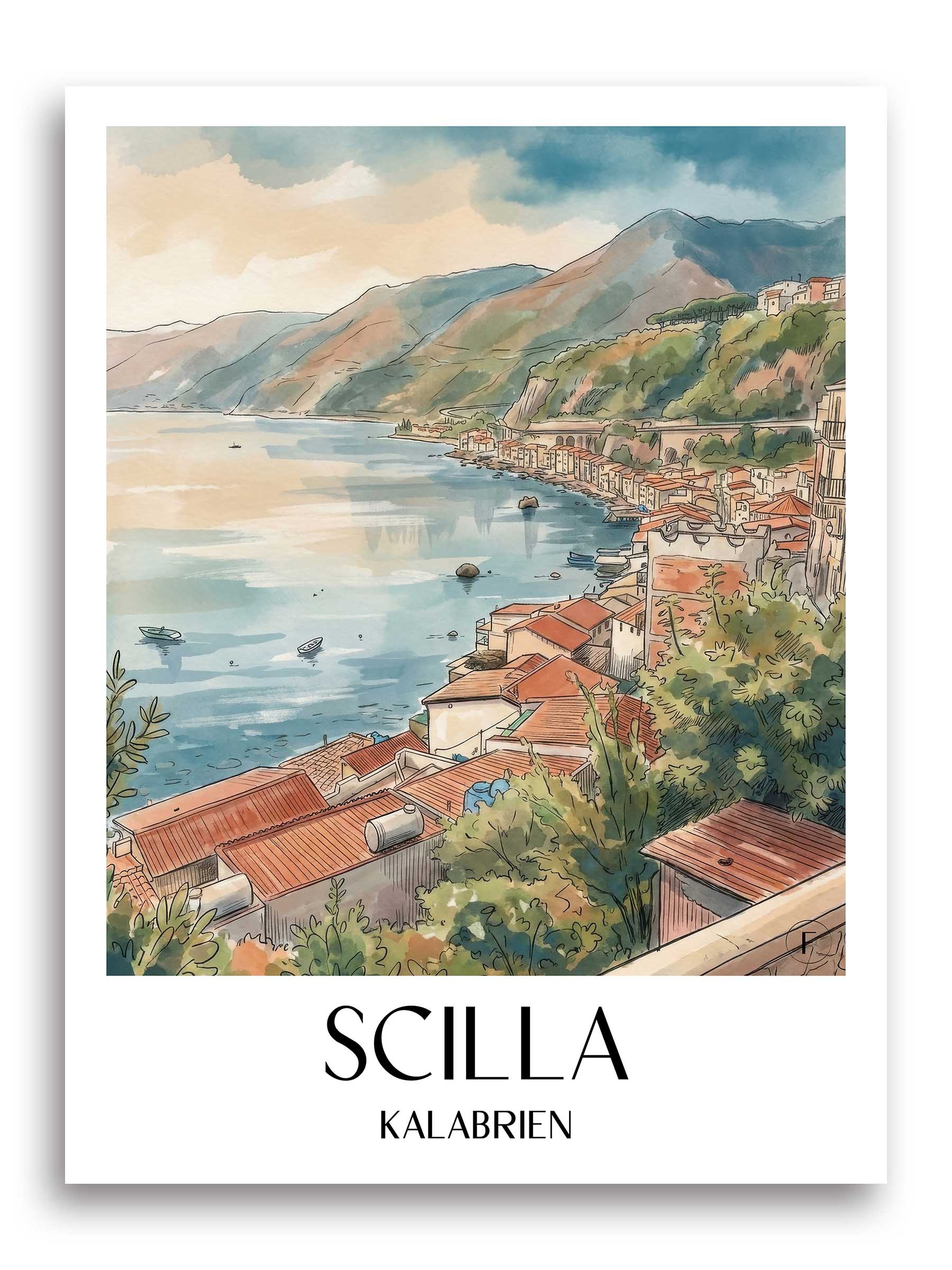 scilla-kalabrien-italien-poster-aquarell