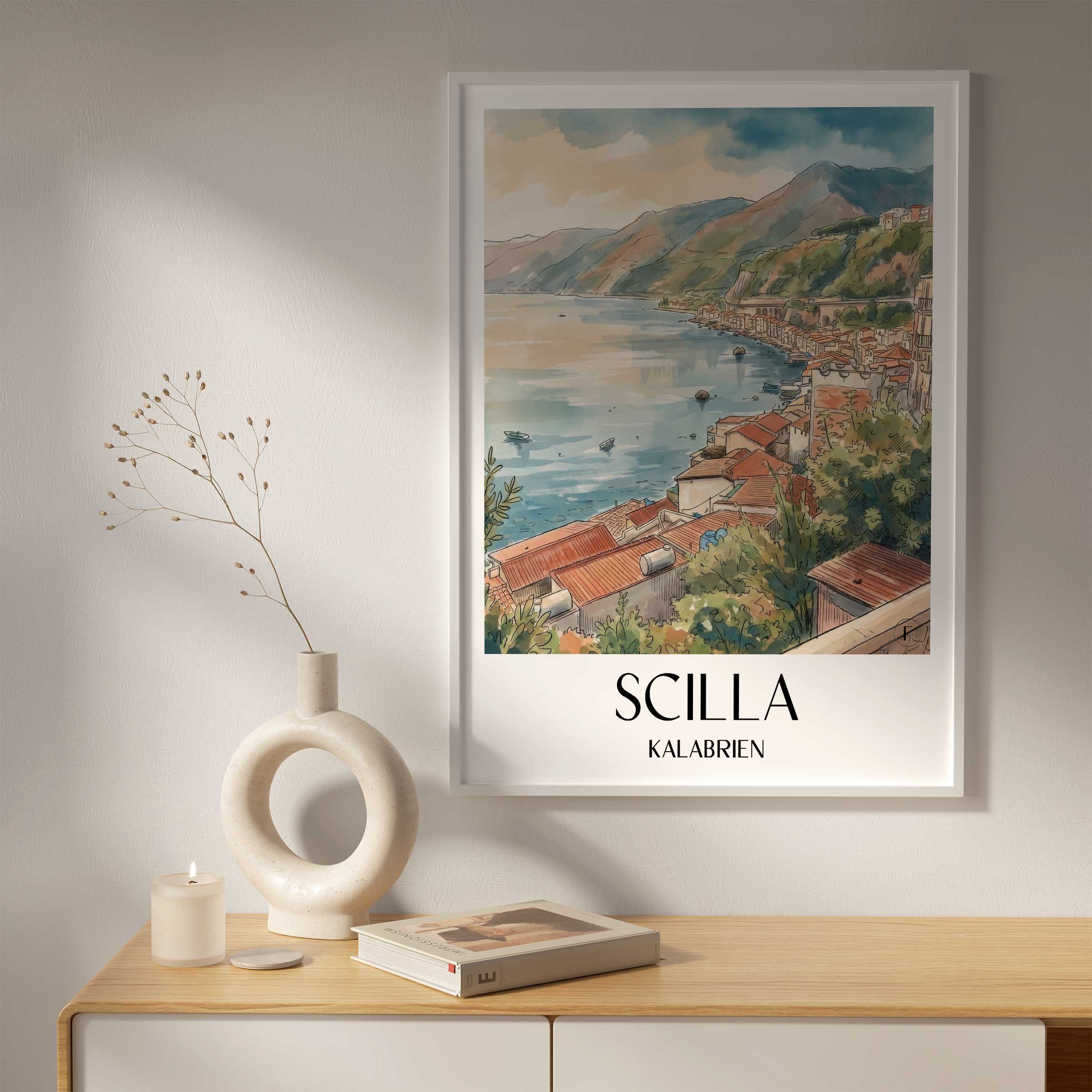 scilla-kalabrien-italien-poster-aquarell