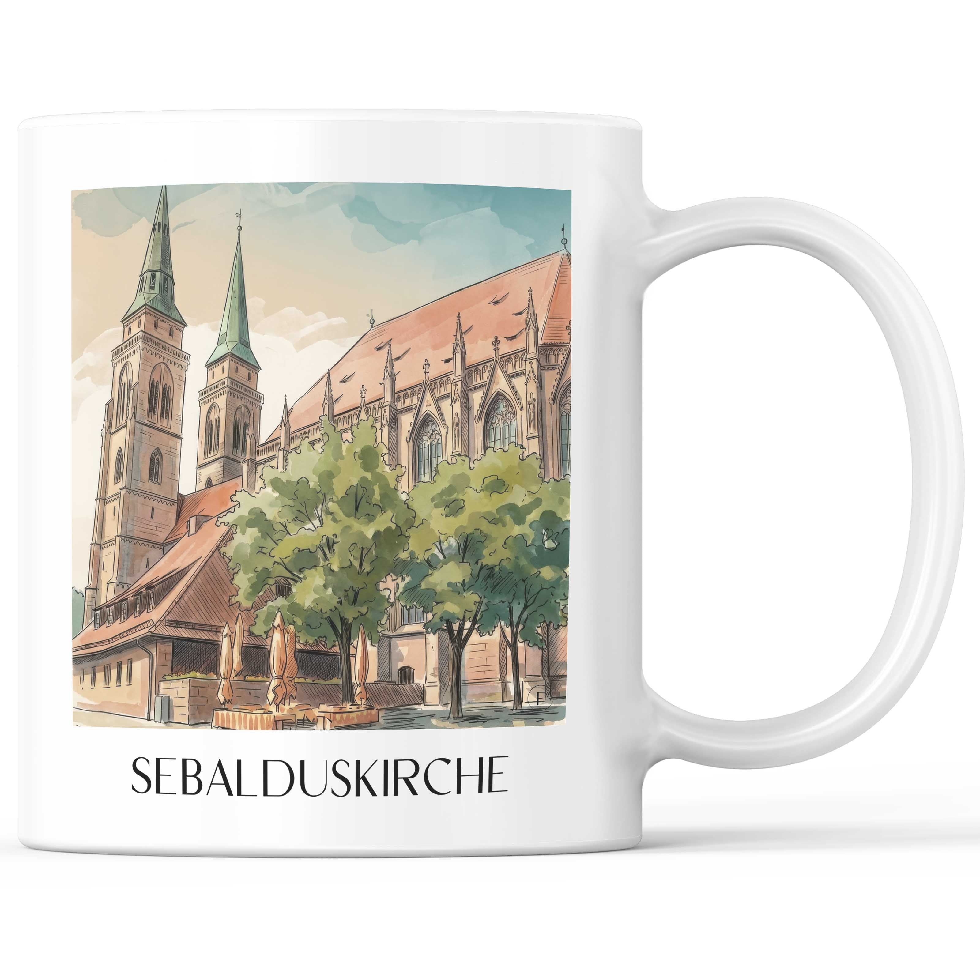 Sebalduskirche Kaffeebecher - Nürnberg - Deutschland Becher - Kaffeetasse im Aquarell Stil - favplace