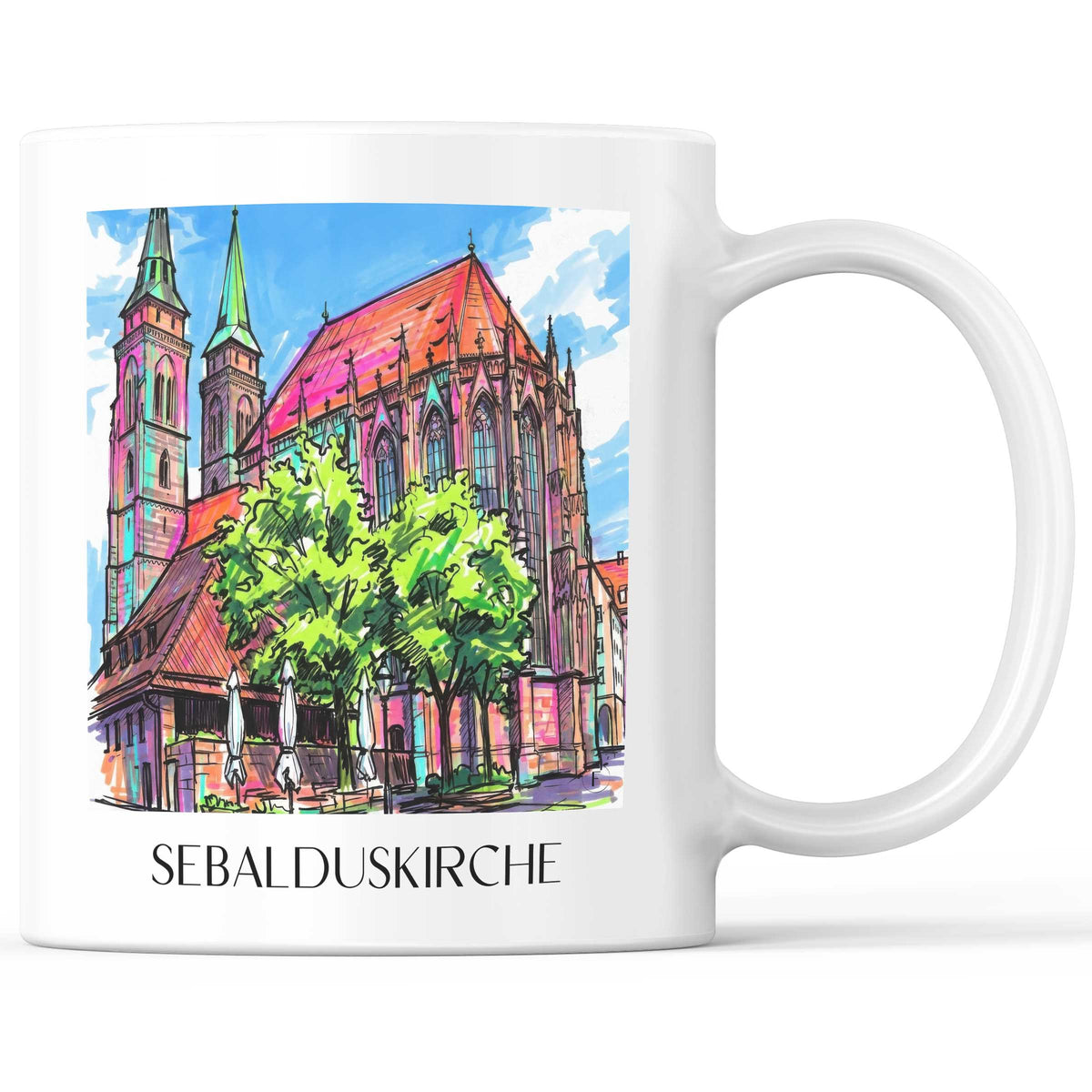 Sebalduskirche Kaffeebecher - Nürnberg - Deutschland Becher - Kaffeetasse im Tag Graffiti Stil - favplace