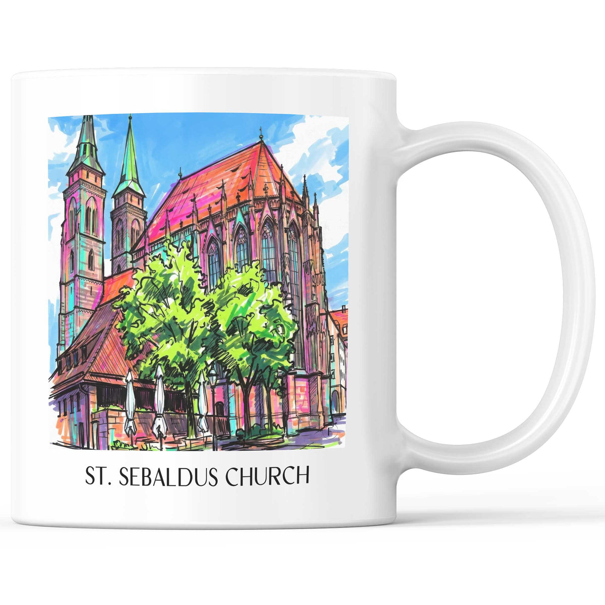 Sebalduskirche Kaffeebecher - Nürnberg - Deutschland Becher - Kaffeetasse im Tag Graffiti Stil - favplace