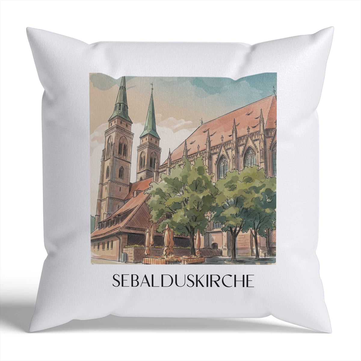 sebalduskirche-nürnberg-deutschland-kissenbezug-aquarell