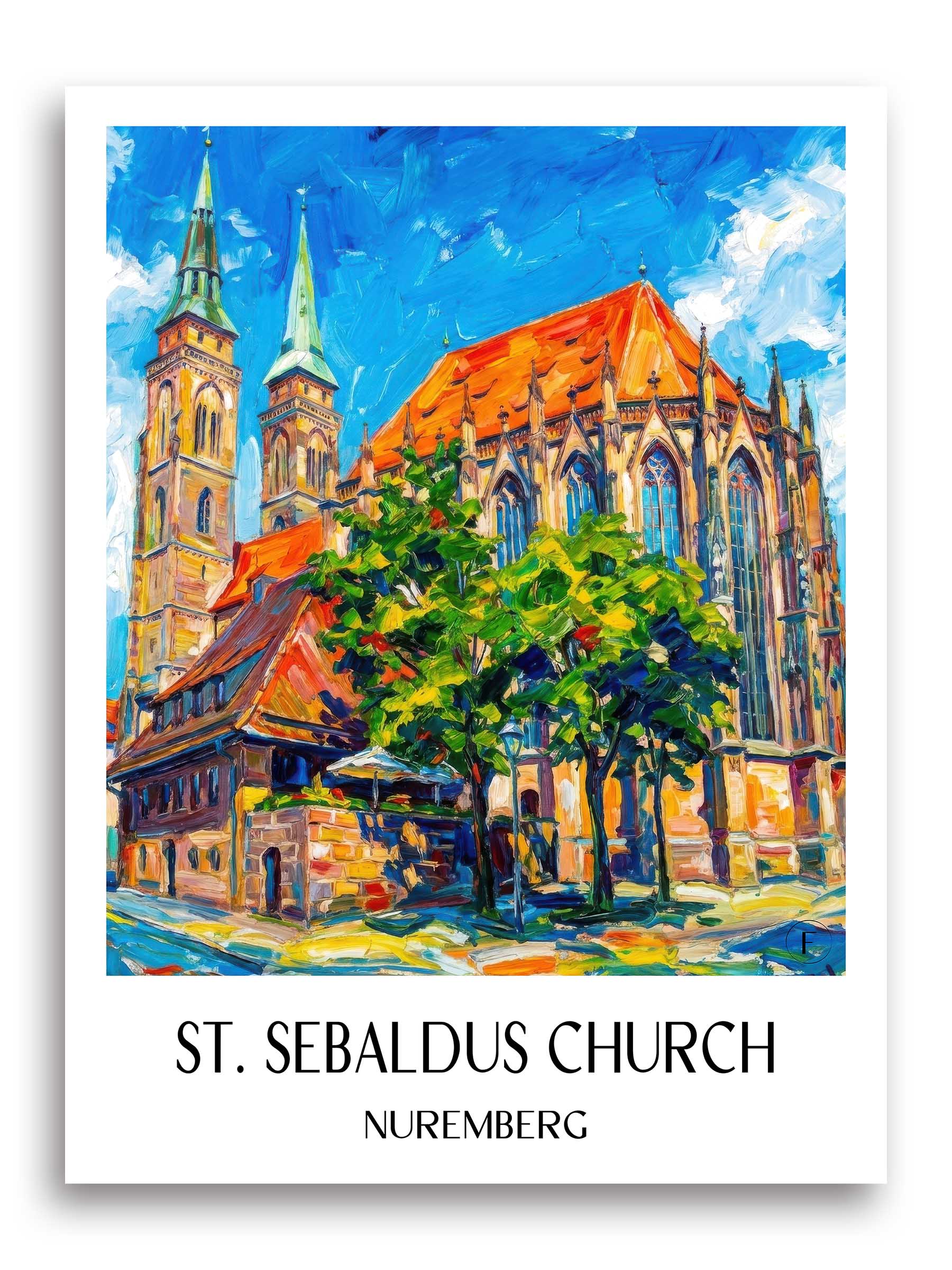 Sebalduskirche Poster - Nürnberg - Deutschland Kunstdruck - Ölgemälde von A4 bis A1 - favplace