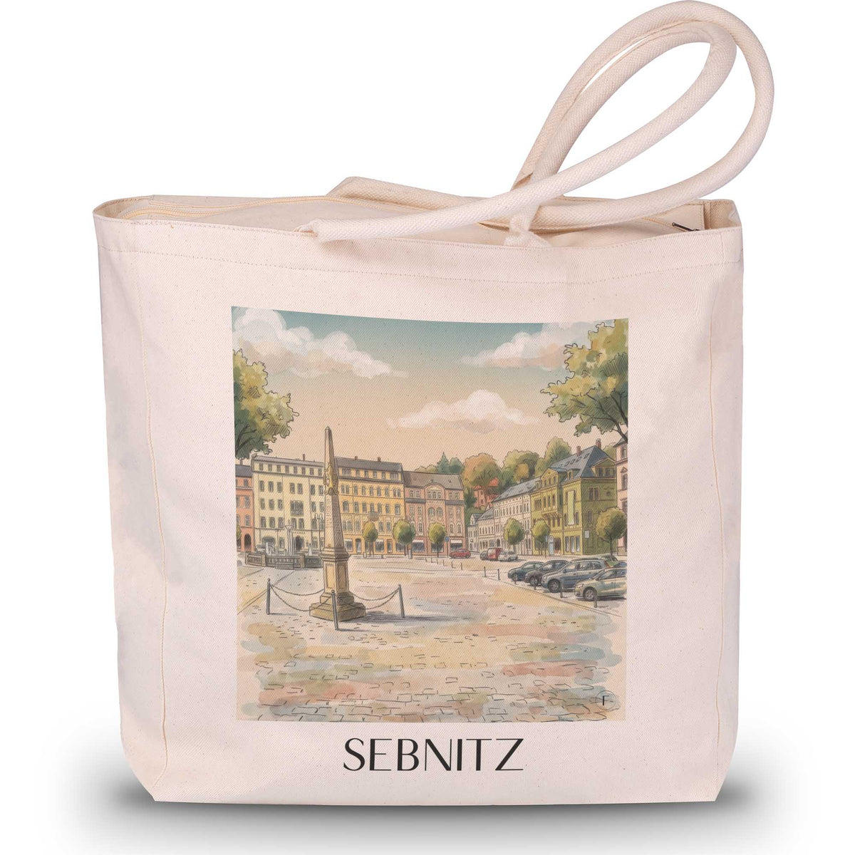 Sebnitz Shopping Tasche - Sächsische Schweiz - Deutschland Tote Bag - Einkaufstasche im Aquarell Stil - favplace