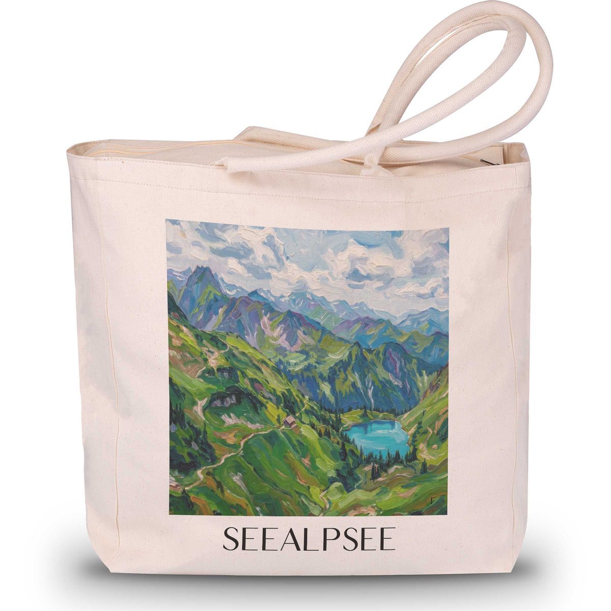 Seealpsee Shopping Tasche - Oberallgäu - Deutschland Tote Bag - Einkaufstasche im Ölgemälde Stil - favplace
