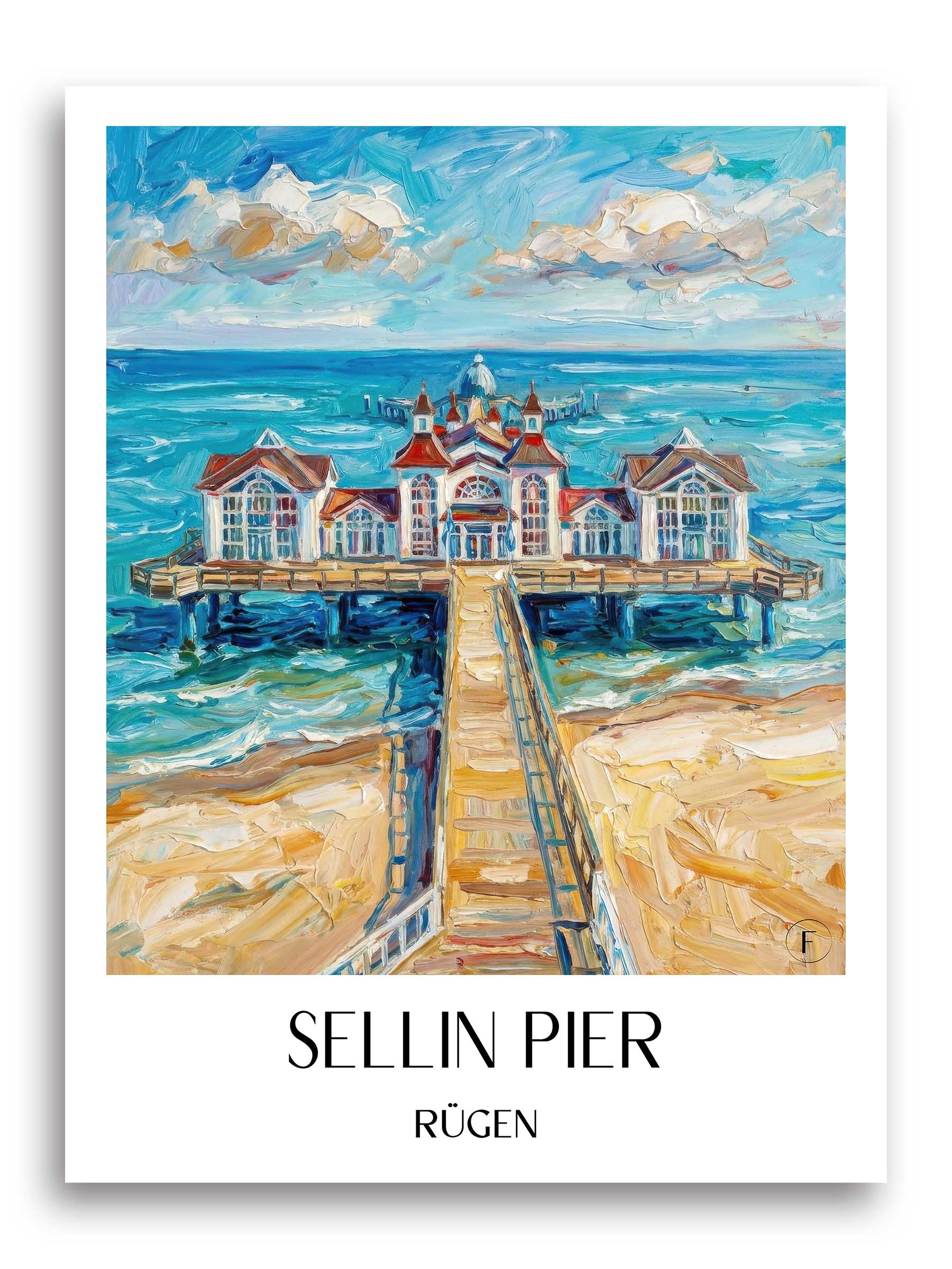 Seebrücke Sellin Poster - Rügen - Deutschland Kunstdruck - Ölgemälde von A4 bis A1 - favplace