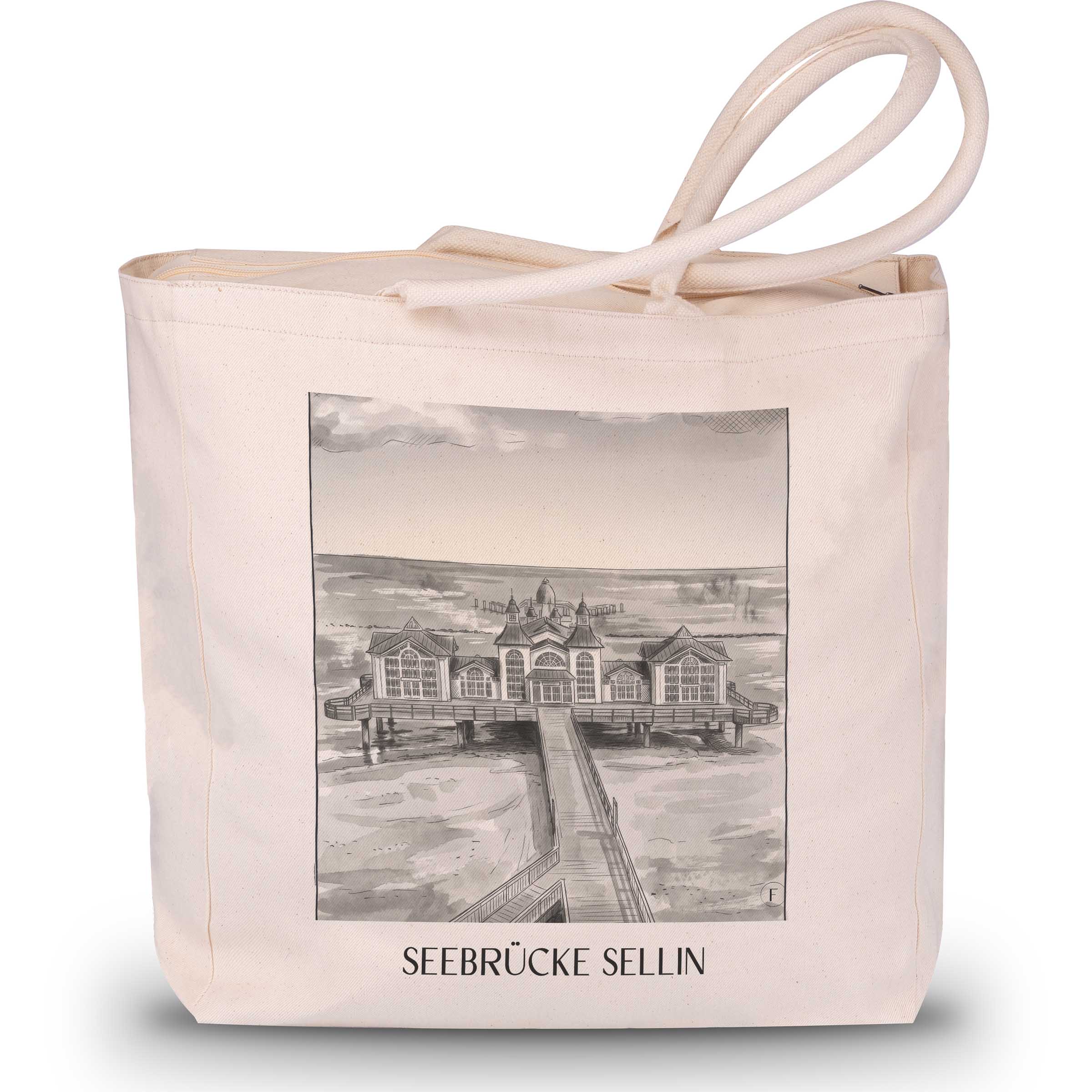 seebrücke-sellin-rügen-deutschland-einkaufstasche-aquarell-schwarz-weiss