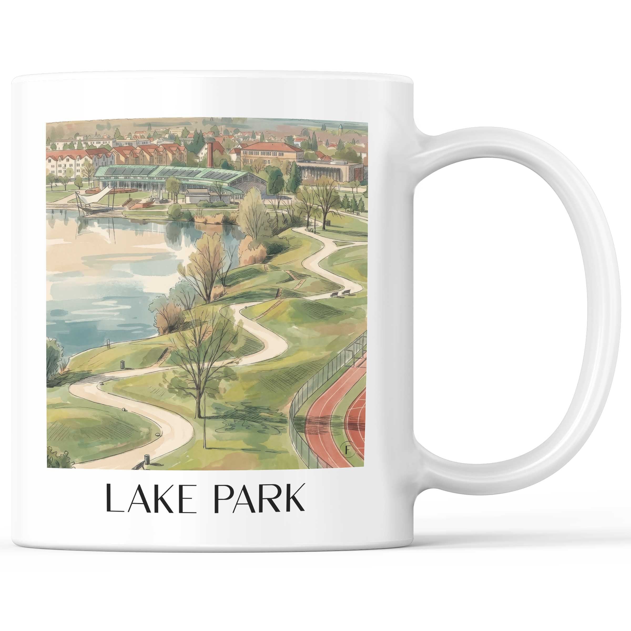 Seepark Kaffeebecher - Freiburg - Deutschland Becher - Kaffeetasse im Aquarell Stil - favplace
