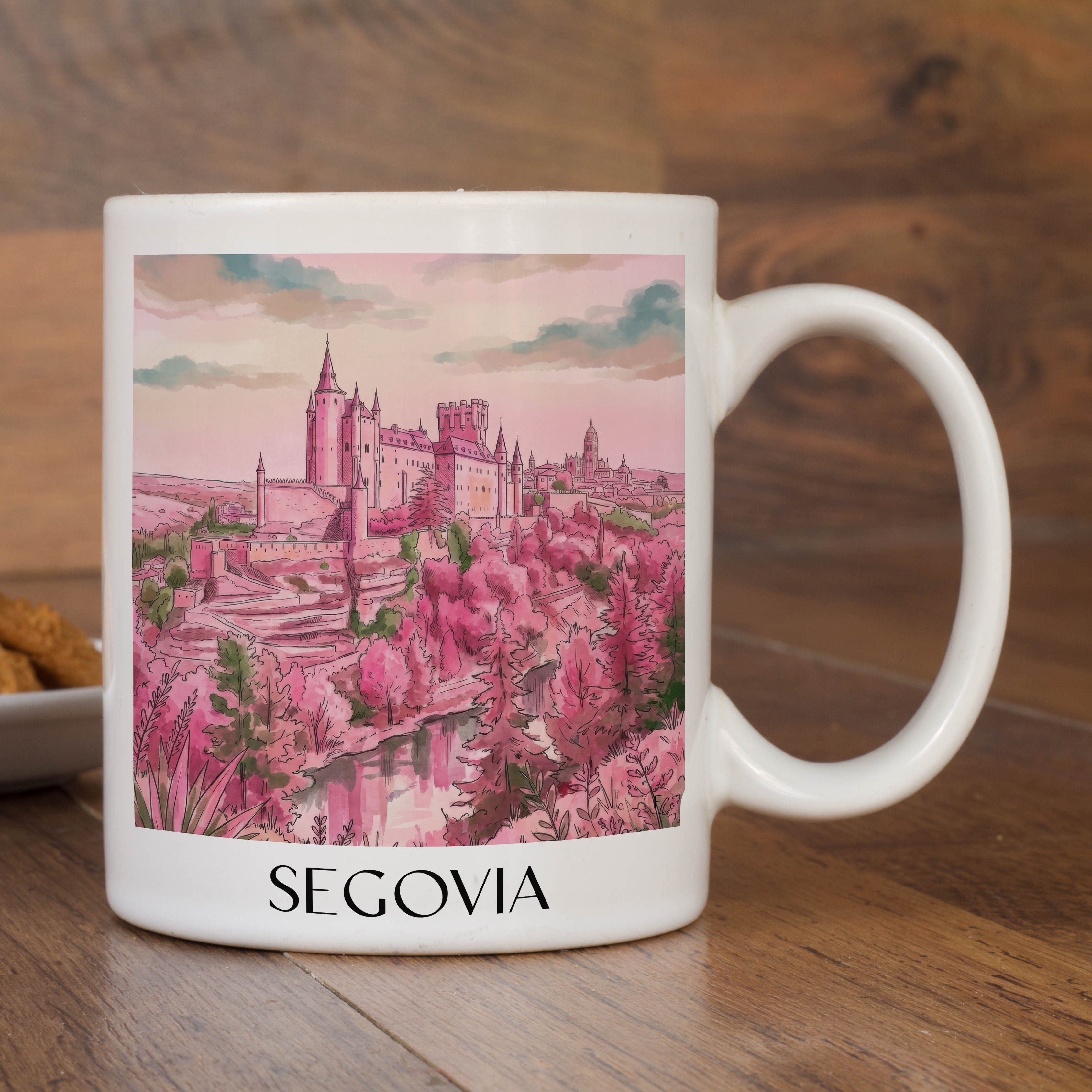 segovia-spanien-spanien-kaffeebecher-aquarell-pink-rosa