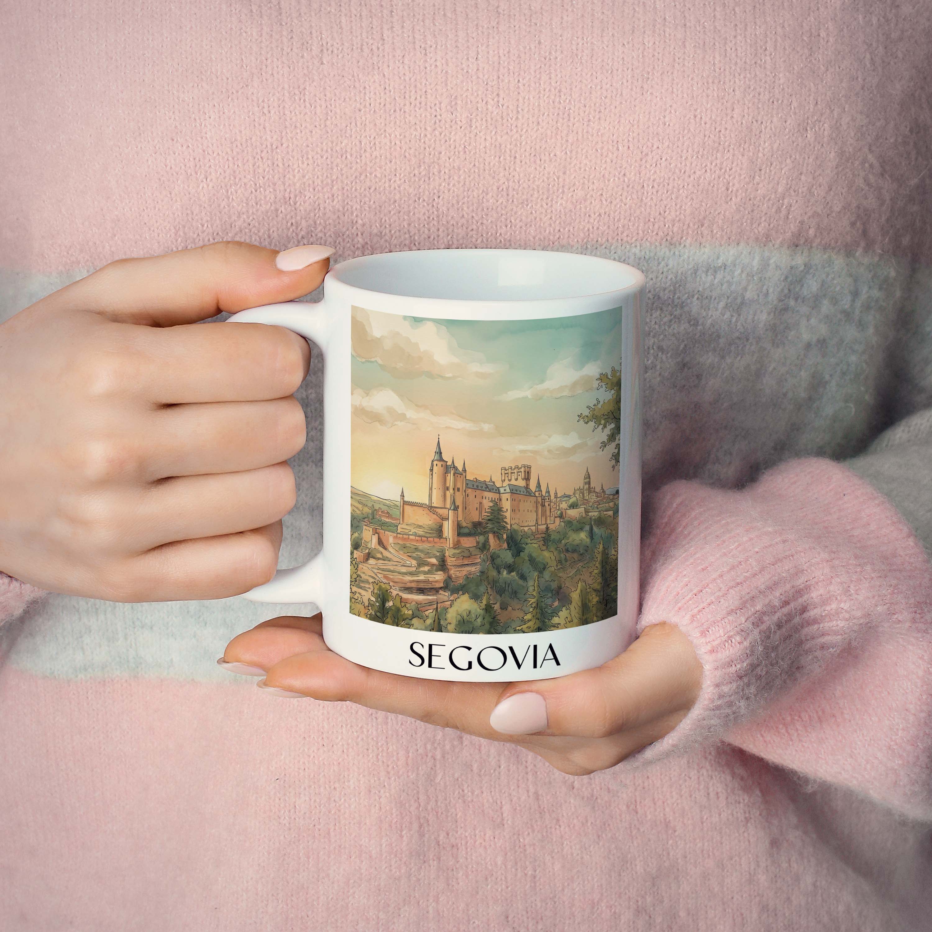 segovia-spanien-spanien-kaffeebecher-aquarell