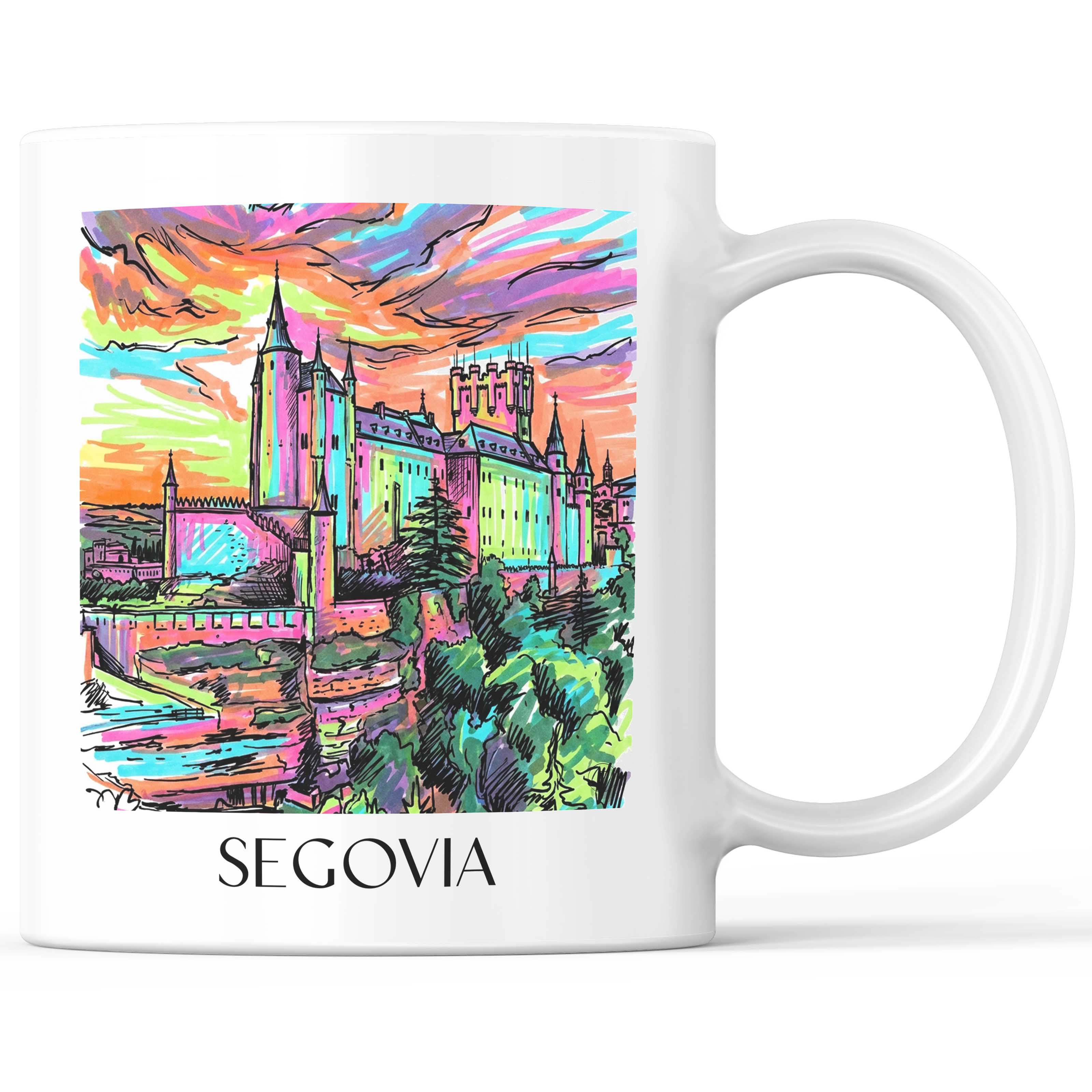 Segovia Kaffeebecher - Spanien - Spanien Becher - Kaffeetasse im Tag Graffiti Stil - favplace