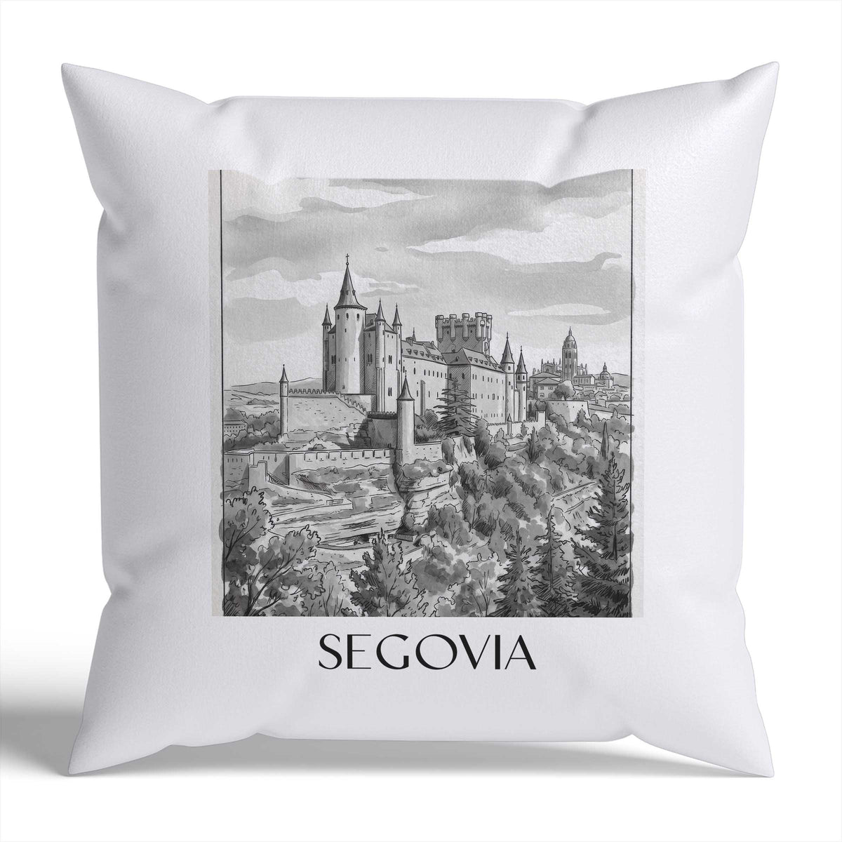 segovia-spanien-spanien-kissenbezug-aquarell-schwarz-weiss