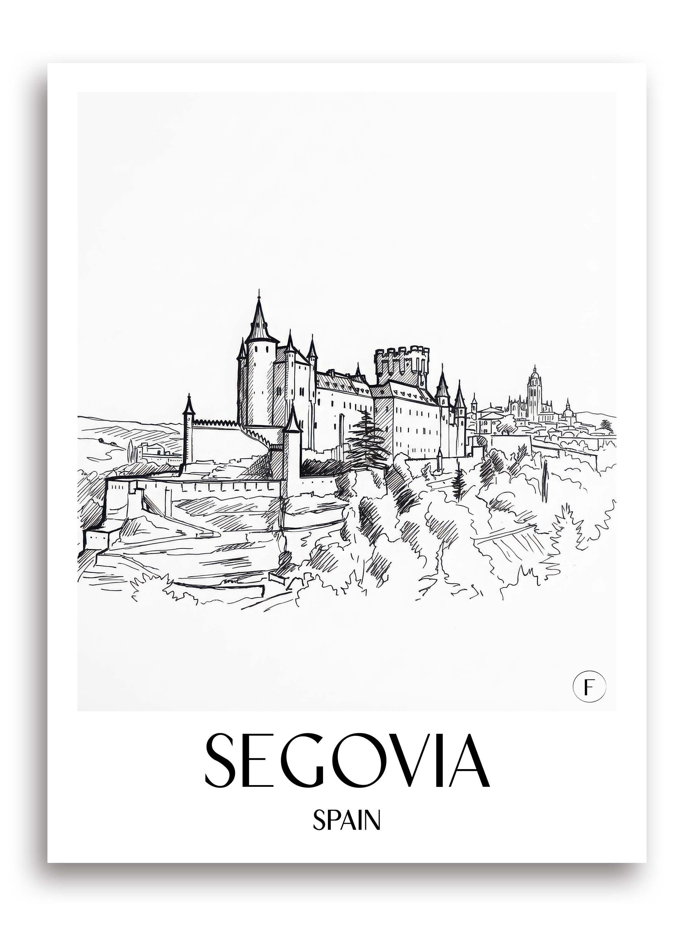 Segovia Poster - Spanien - Spanien Kunstdruck - Skizze von A4 bis A1 - favplace