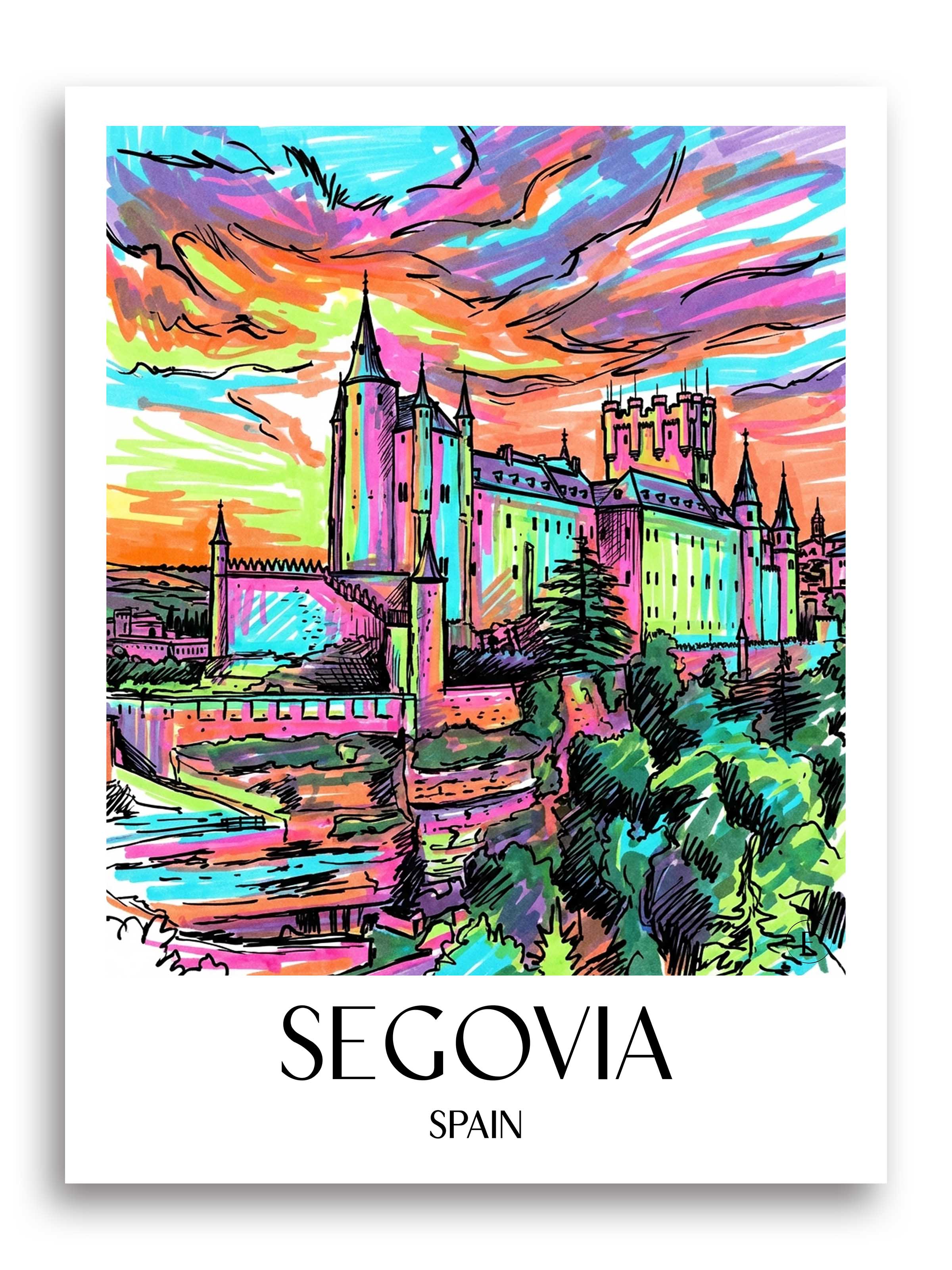 Segovia Poster - Spanien - Spanien Kunstdruck - Tag Graffiti von A4 bis A1 - favplace