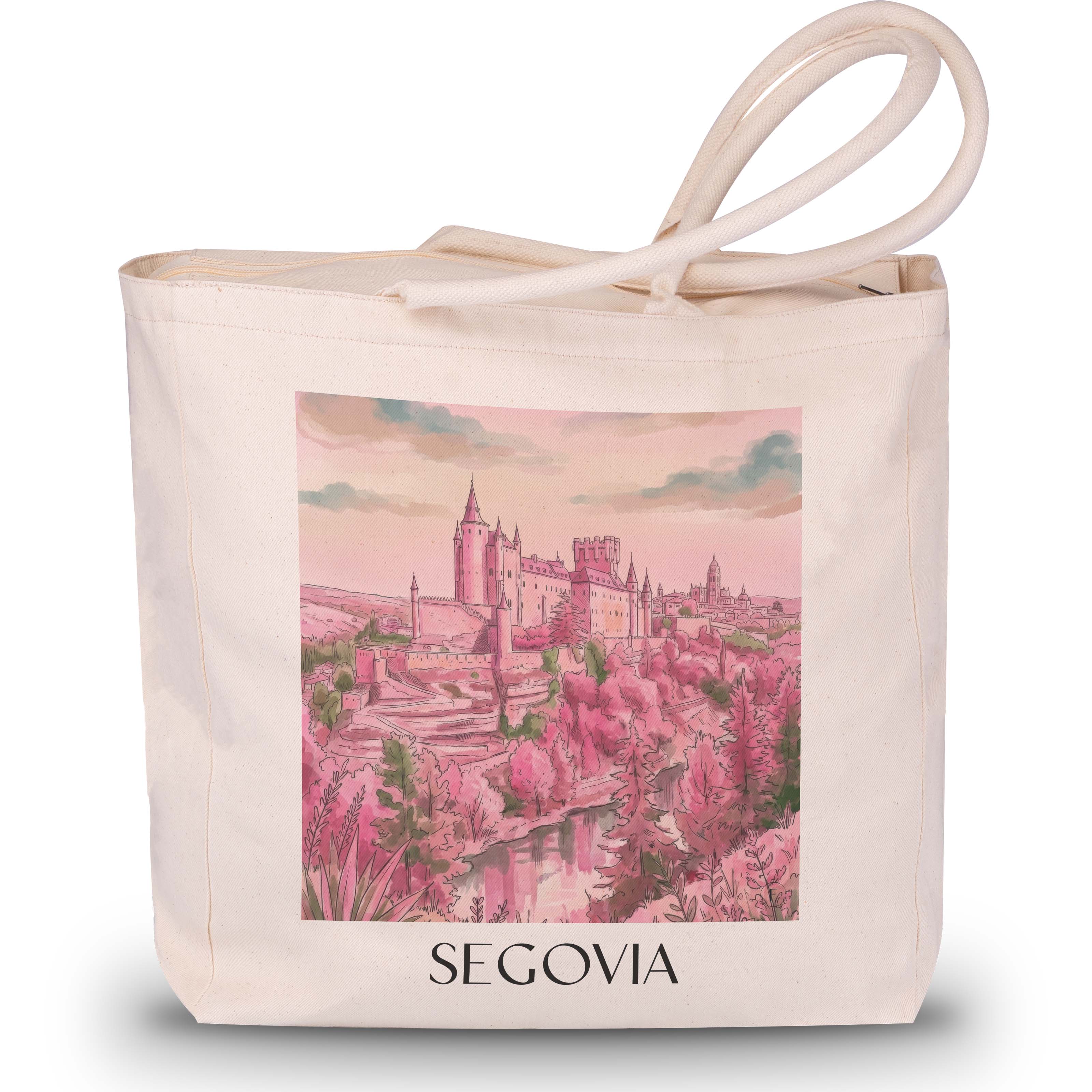 segovia-spanien-spanien-einkaufstasche-aquarell-pink-rosa