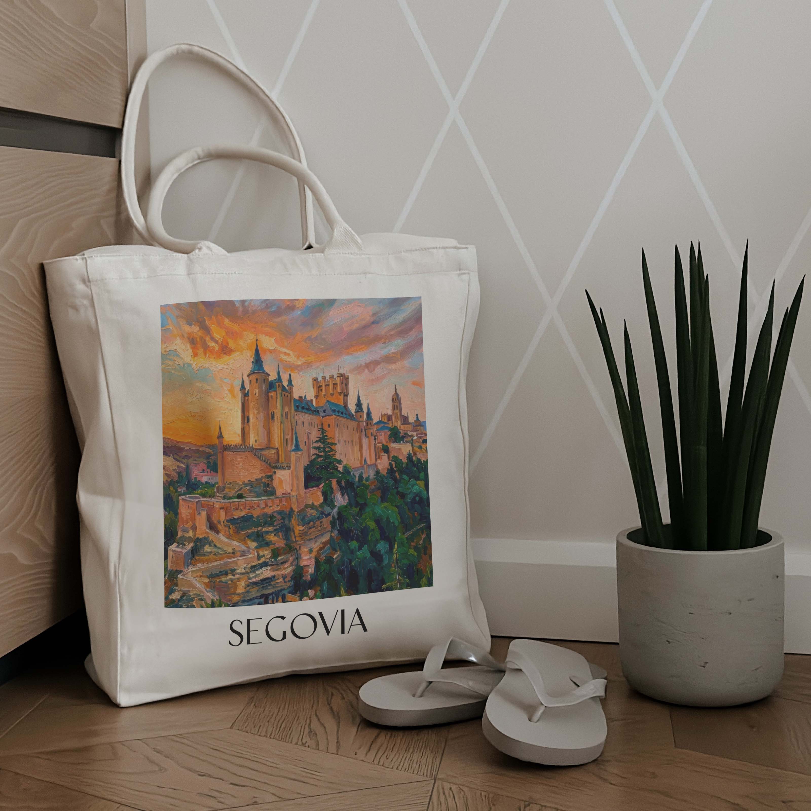 segovia-spanien-spanien-einkaufstasche-oil-painting-oelgemaelde