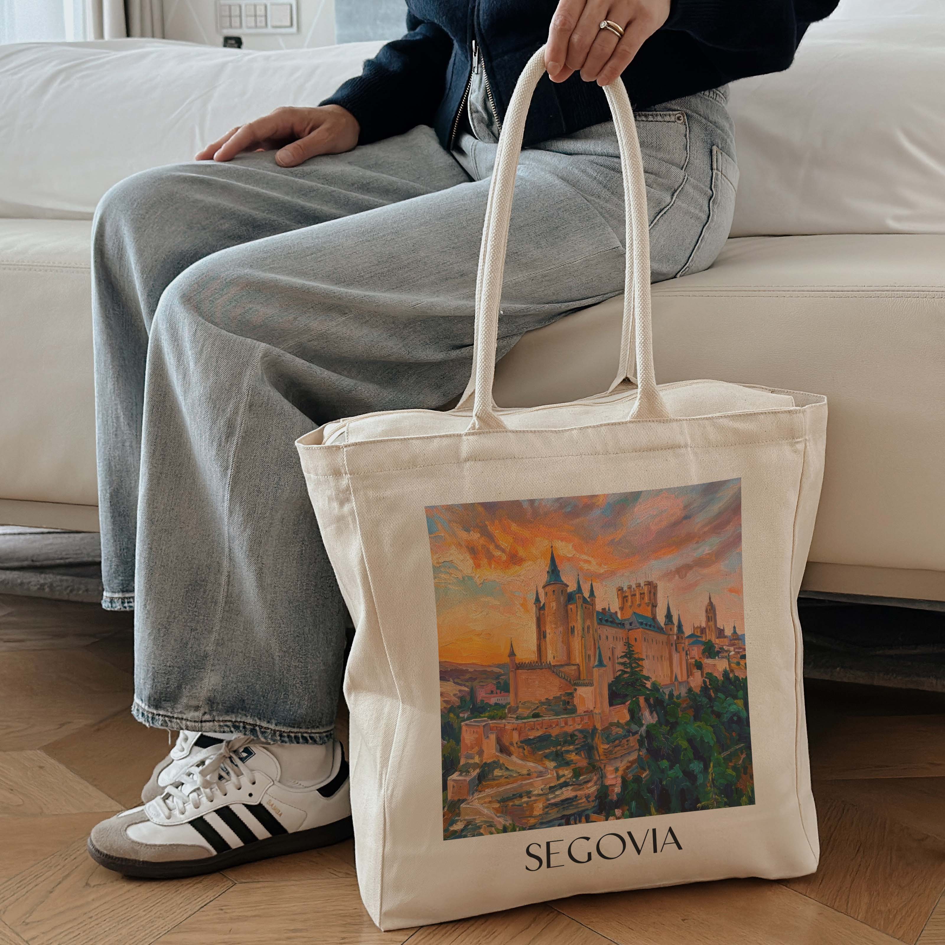 segovia-spanien-spanien-einkaufstasche-oil-painting-oelgemaelde