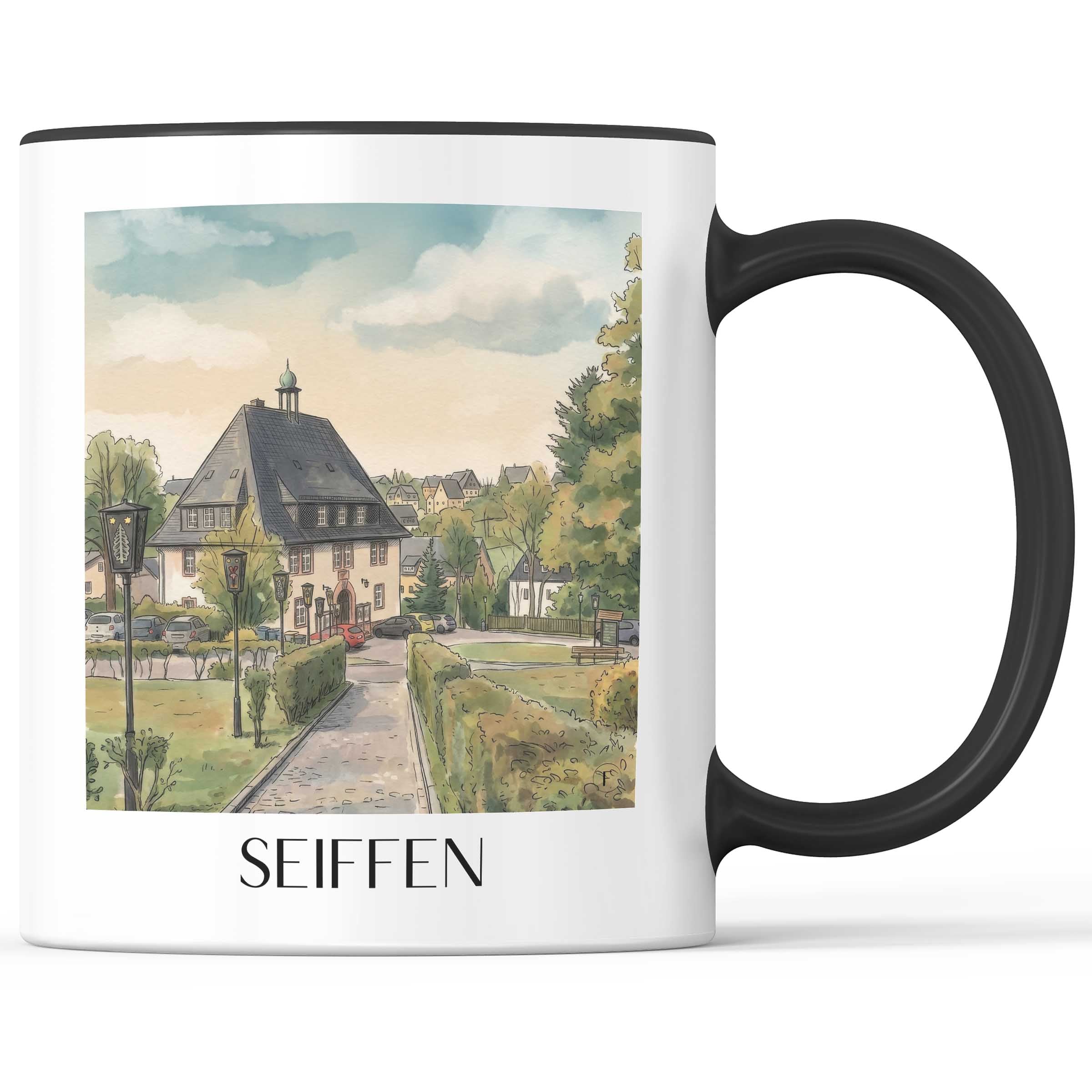 seiffen-erzgebirge-deutschland-kaffeebecher-aquarell