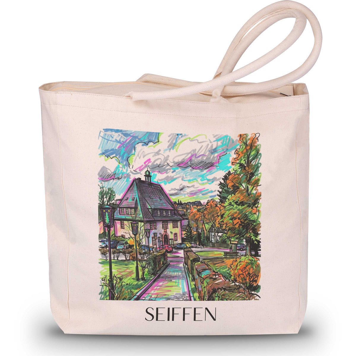 Seiffen Shopping Tasche - Erzgebirge - Deutschland Tote Bag - Einkaufstasche im Tag Graffiti Stil - favplace