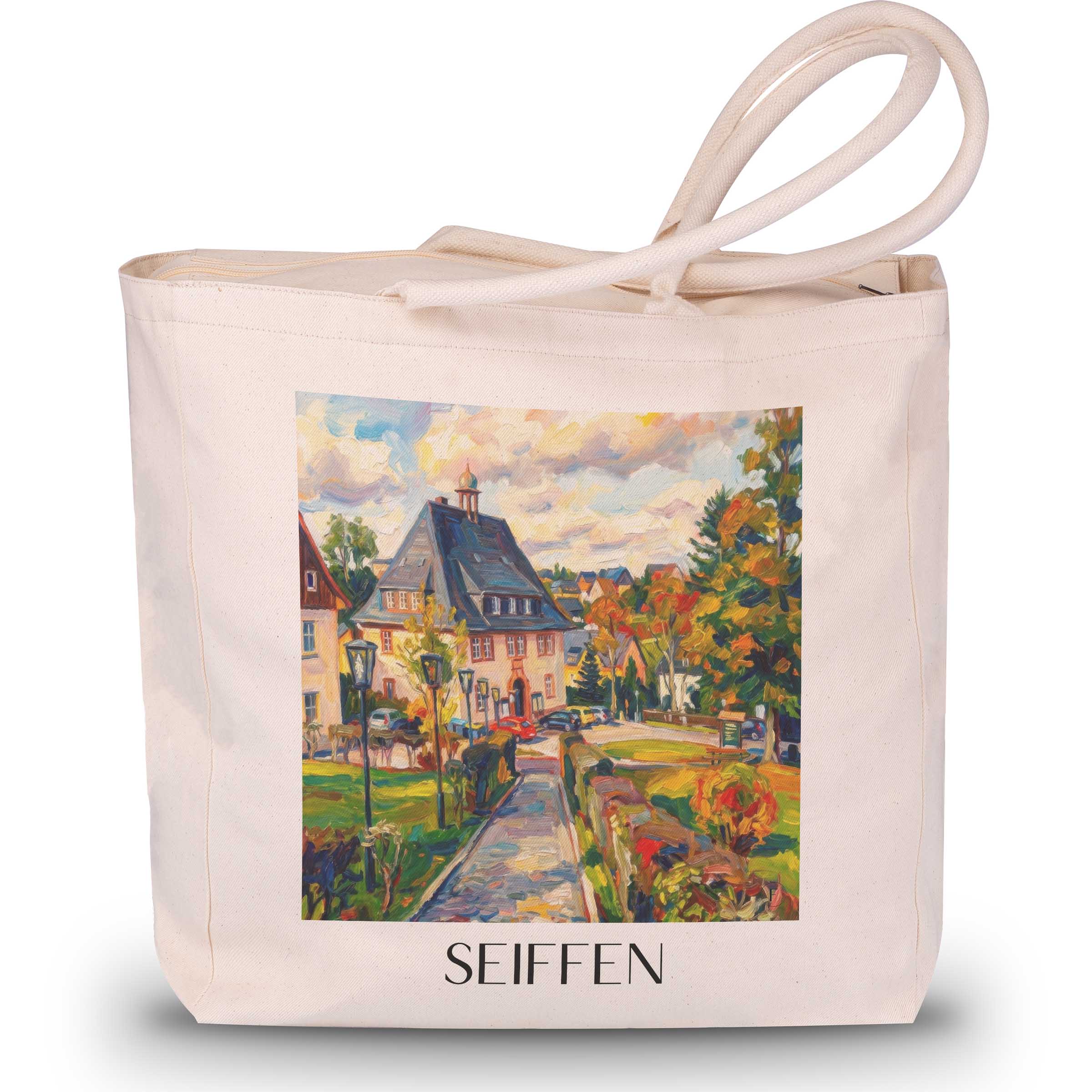 seiffen-erzgebirge-deutschland-einkaufstasche-oil-painting-oelgemaelde