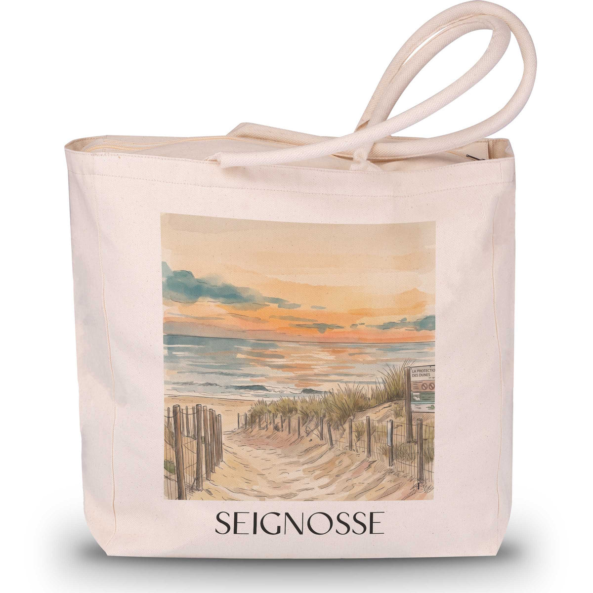 Seignosse Shopping Tasche - Côte Landaise - Frankreich Tote Bag - Einkaufstasche im Aquarell Stil - favplace