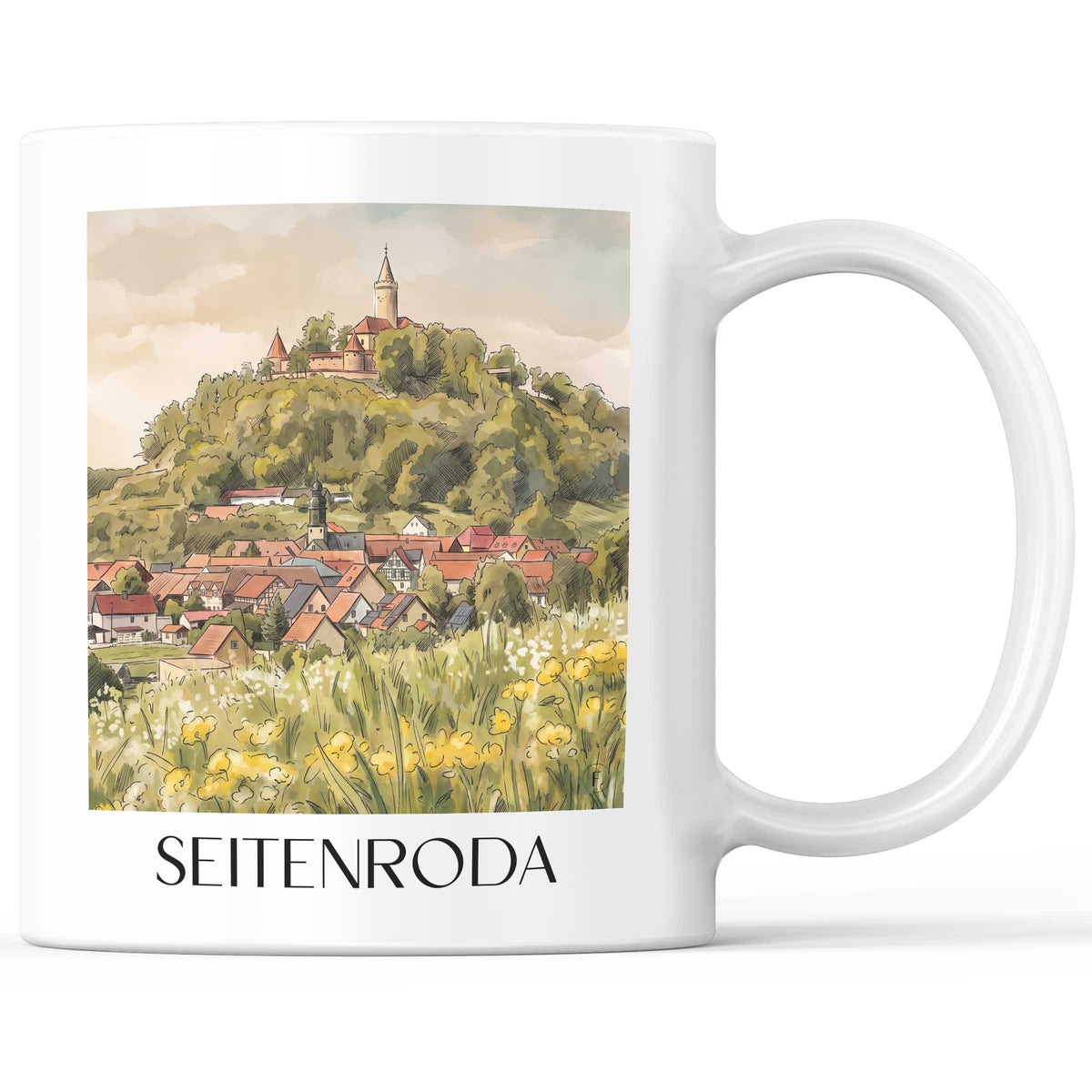 Seitenroda Kaffeebecher - Saaletal - Deutschland Becher - Kaffeetasse im Aquarell Stil - favplace