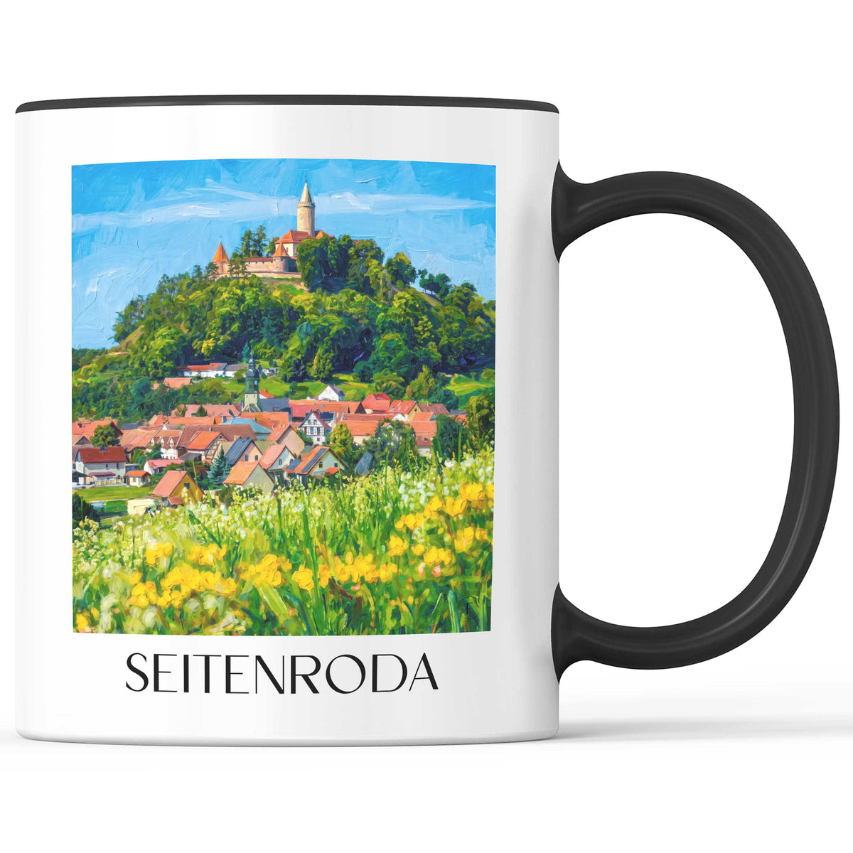 Seitenroda Kaffeebecher - Saaletal - Deutschland Becher - Kaffeetasse im Ölgemälde Stil - favplace