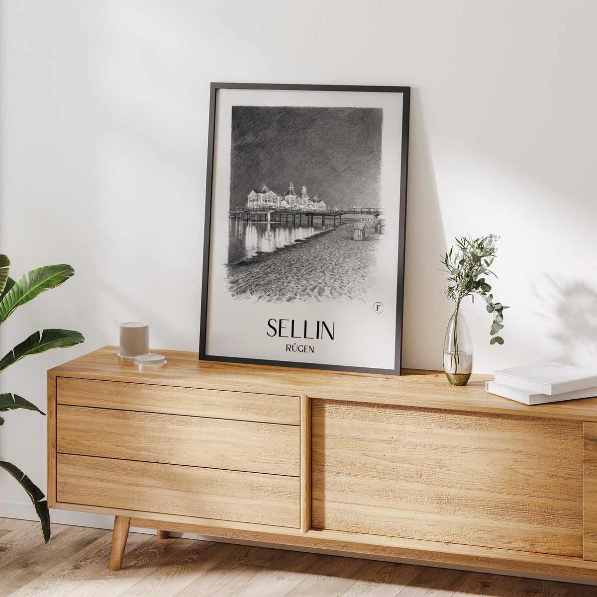 sellin-rügen-deutschland-poster-bleistift-zeichnung-drawing