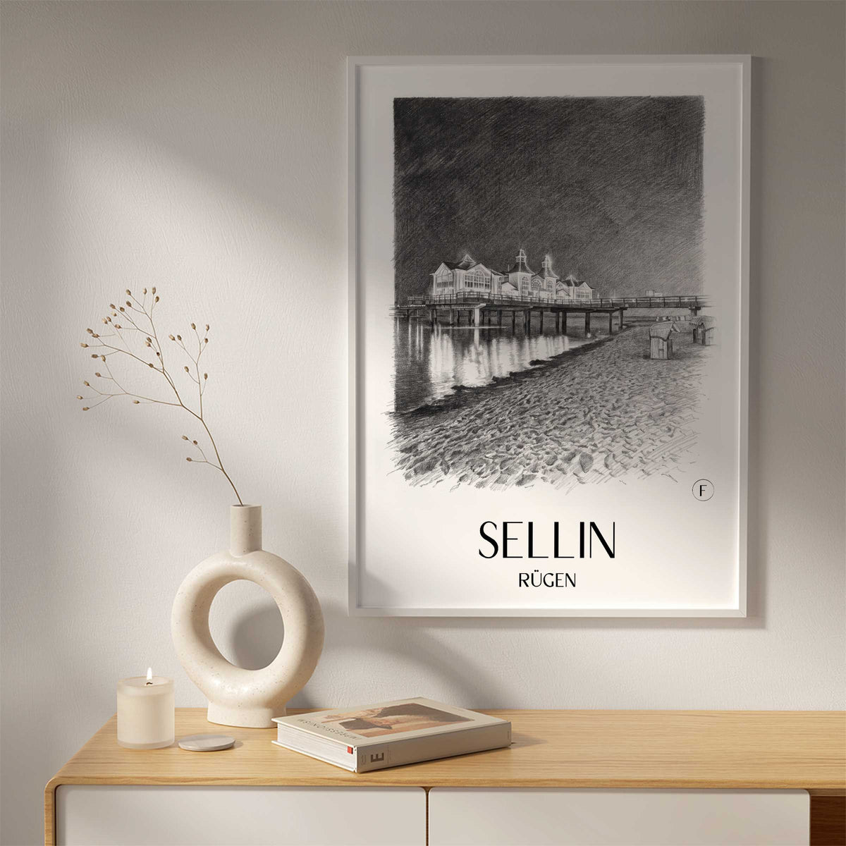 sellin-rügen-deutschland-poster-bleistift-zeichnung-drawing