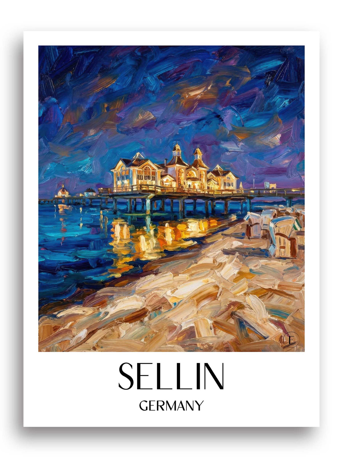Sellin Poster - Rügen - Deutschland Kunstdruck - Ölgemälde von A4 bis A1 - favplace