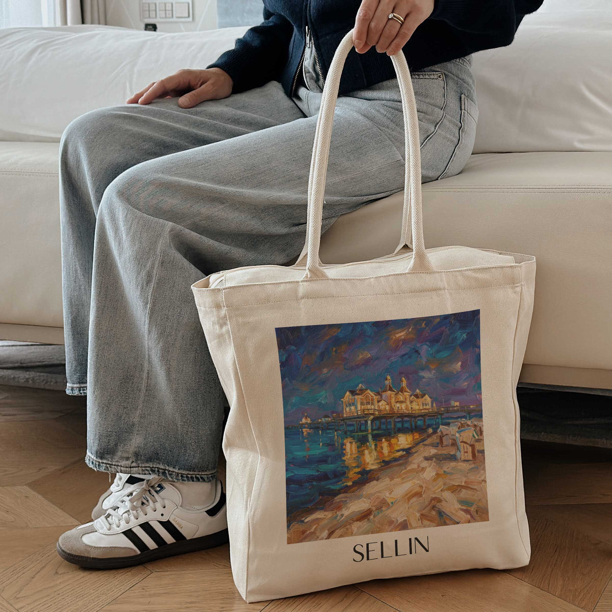 sellin-rügen-deutschland-einkaufstasche-oil-painting-oelgemaelde