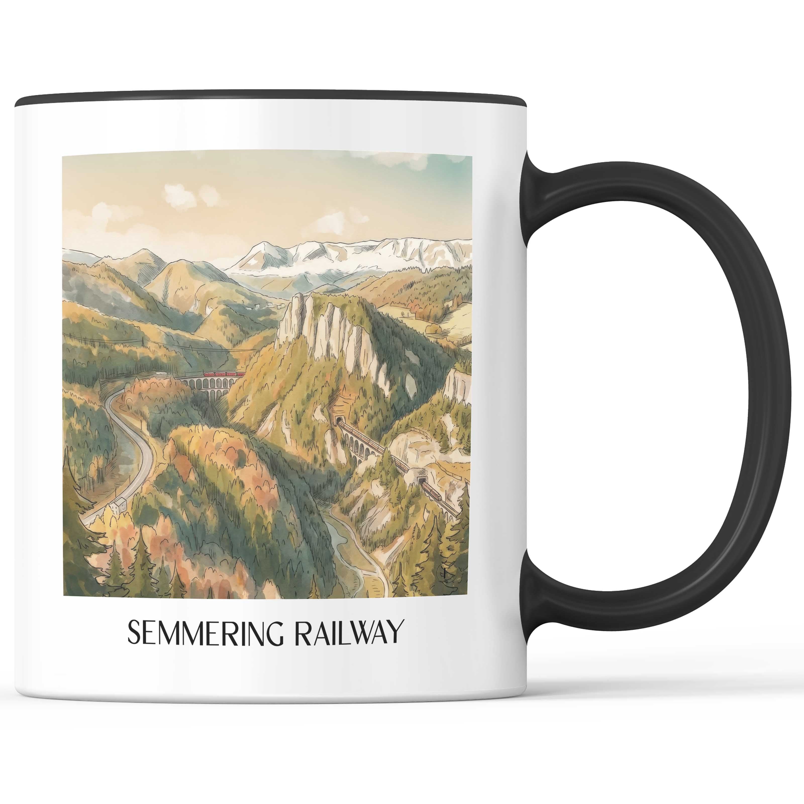 Semmeringbahn Kaffeebecher - Österreich - Österreich Becher - Kaffeetasse im Aquarell Stil - favplace