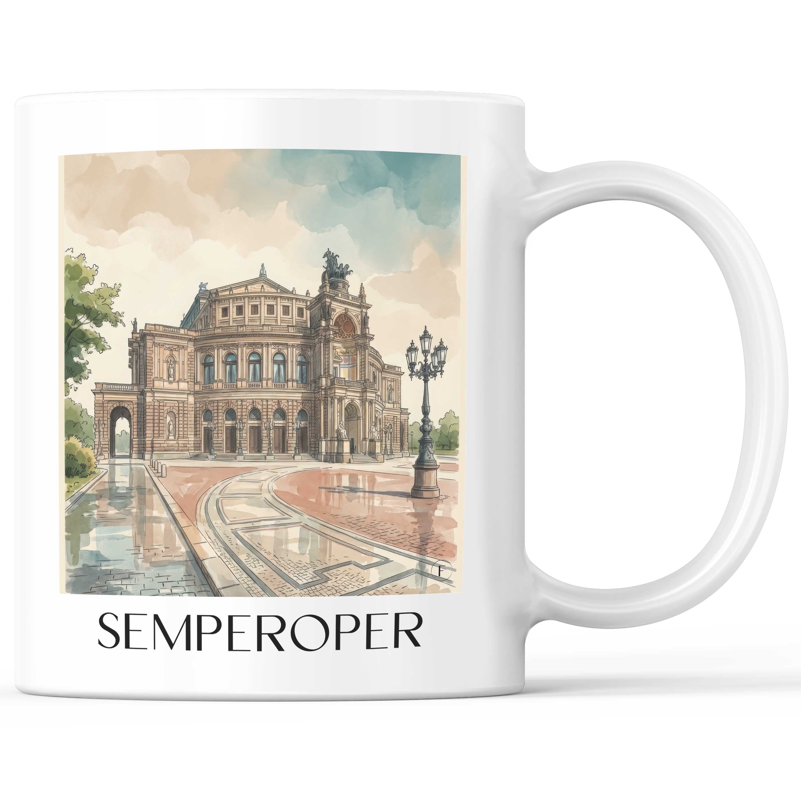 Semperoper Kaffeebecher - Dresden - Deutschland Becher - Kaffeetasse im Aquarell Stil - favplace