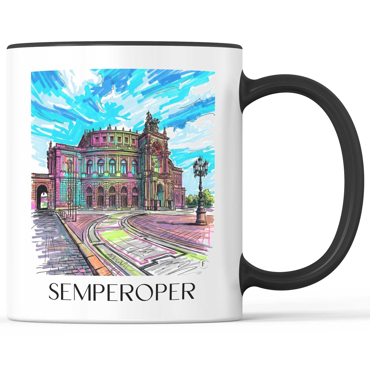 Semperoper Kaffeebecher - Dresden - Deutschland Becher - Kaffeetasse im Tag Graffiti Stil - favplace