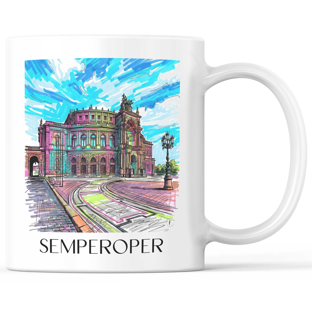 Semperoper Kaffeebecher - Dresden - Deutschland Becher - Kaffeetasse im Tag Graffiti Stil - favplace