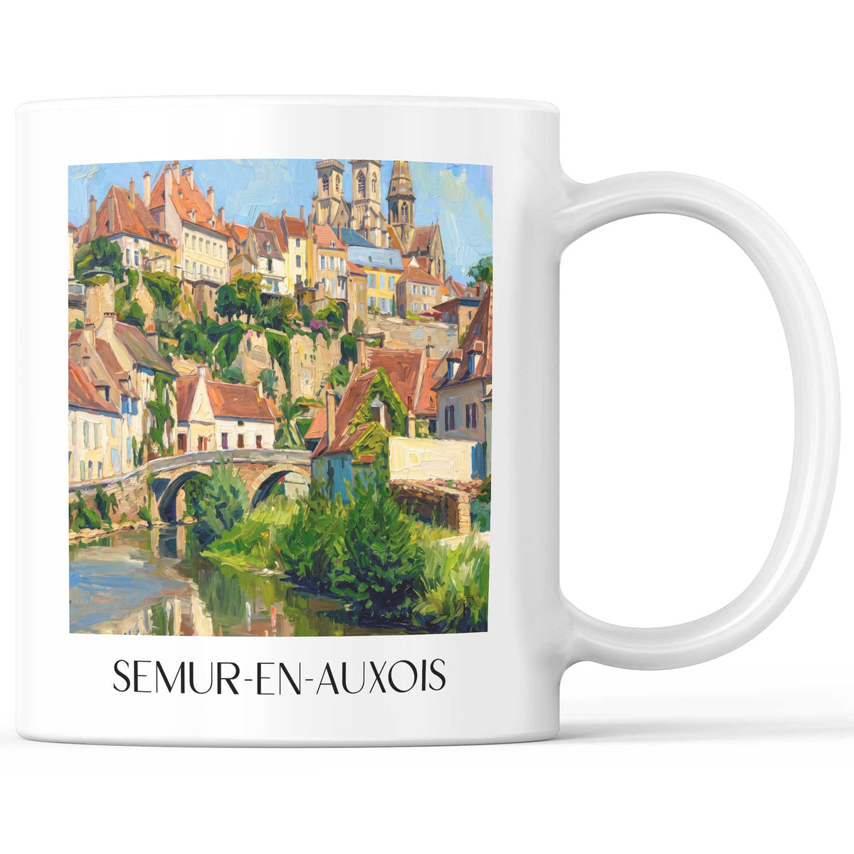 Semur-en-Auxois Kaffeebecher - Auxois - Frankreich Becher - Kaffeetasse im Ölgemälde Stil - favplace