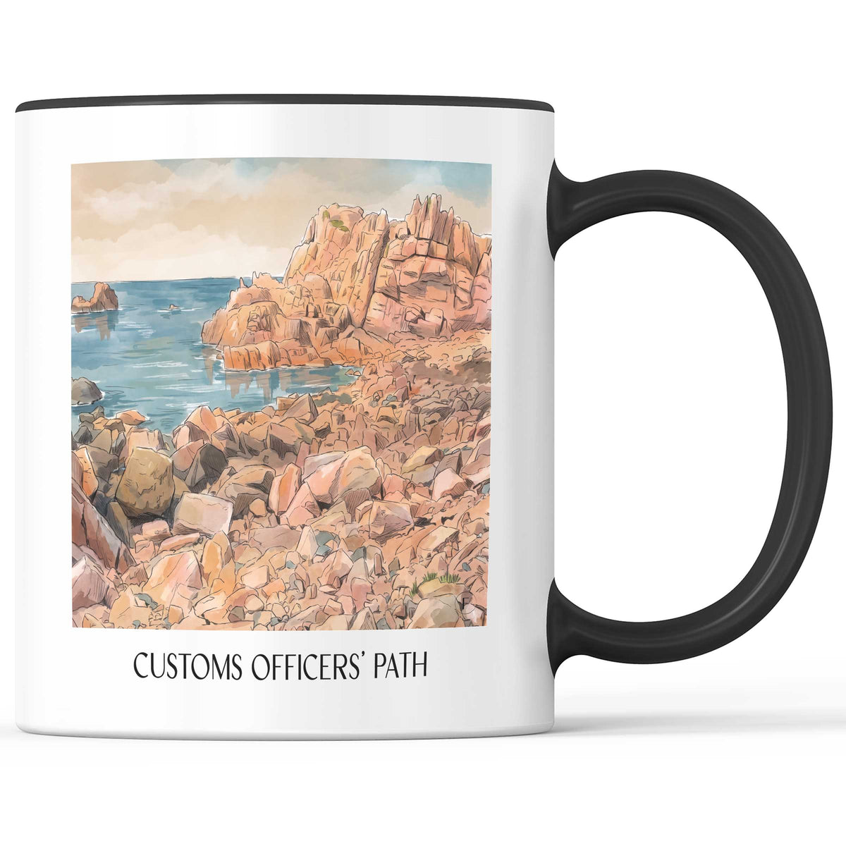 Sentier des Douaniers Kaffeebecher - Perros-Guirec - Frankreich Becher - Kaffeetasse im Aquarell Stil - favplace