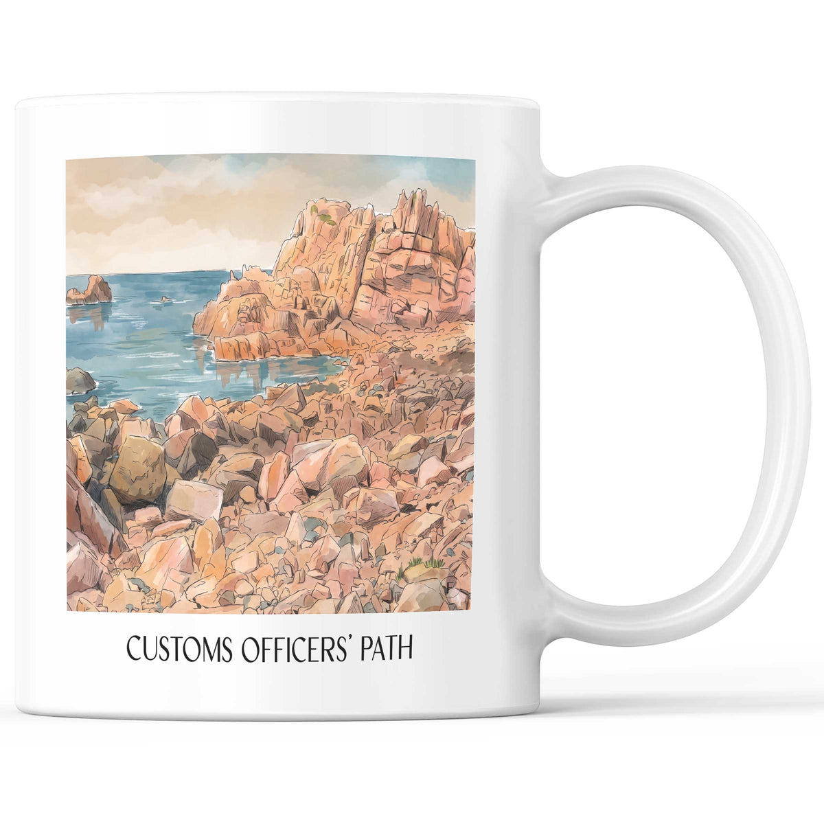 Sentier des Douaniers Kaffeebecher - Perros-Guirec - Frankreich Becher - Kaffeetasse im Aquarell Stil - favplace