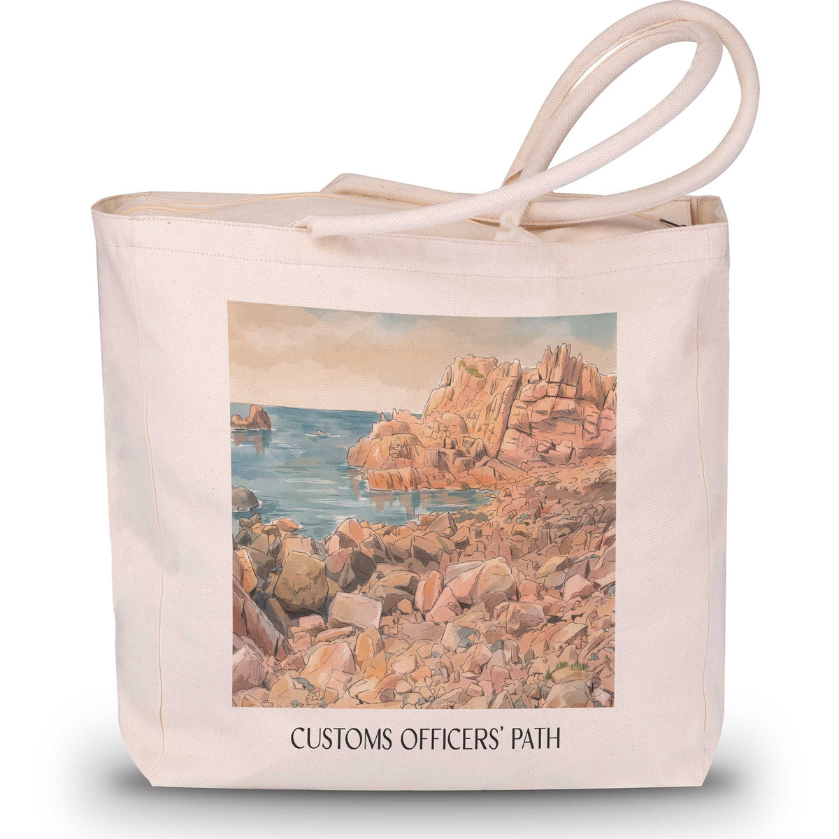 Sentier des Douaniers Shopping Tasche - Perros-Guirec - Frankreich Tote Bag - Einkaufstasche im Aquarell Stil - favplace