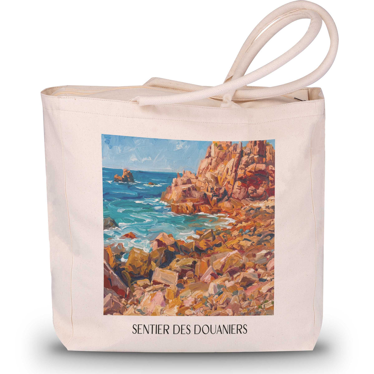 sentier-des-douaniers-perros-guirec-frankreich-einkaufstasche-oil-painting-oelgemaelde