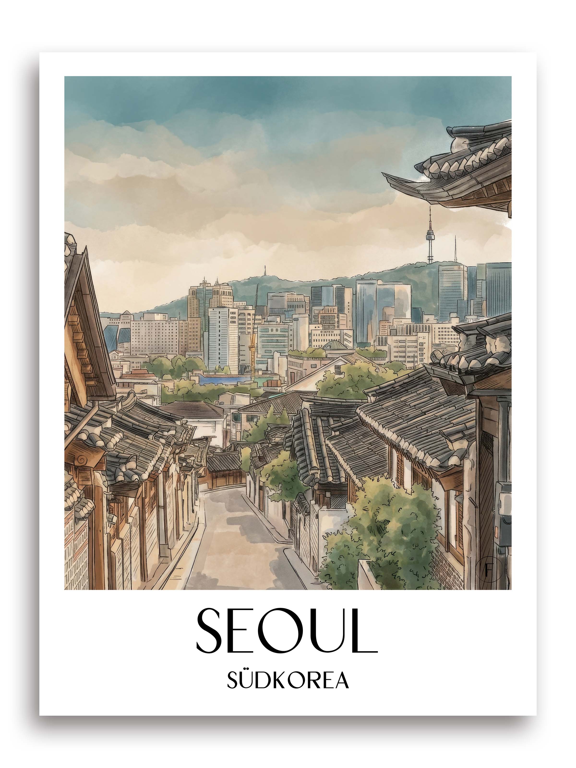 seoul-südkorea-poster-aquarell